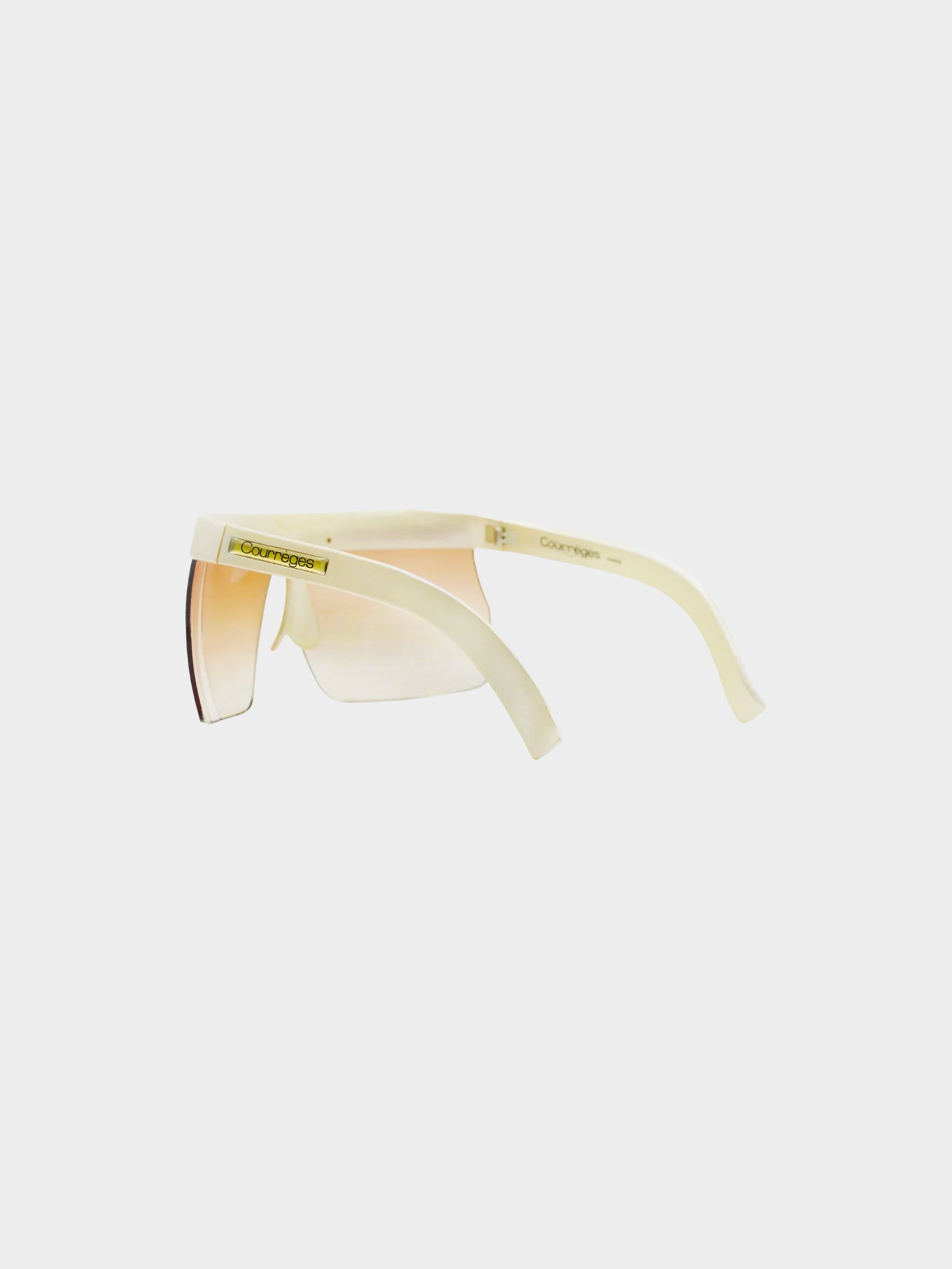 Courrèges 1980s Off White Plastic Half Frame Futuristic Sunglasses