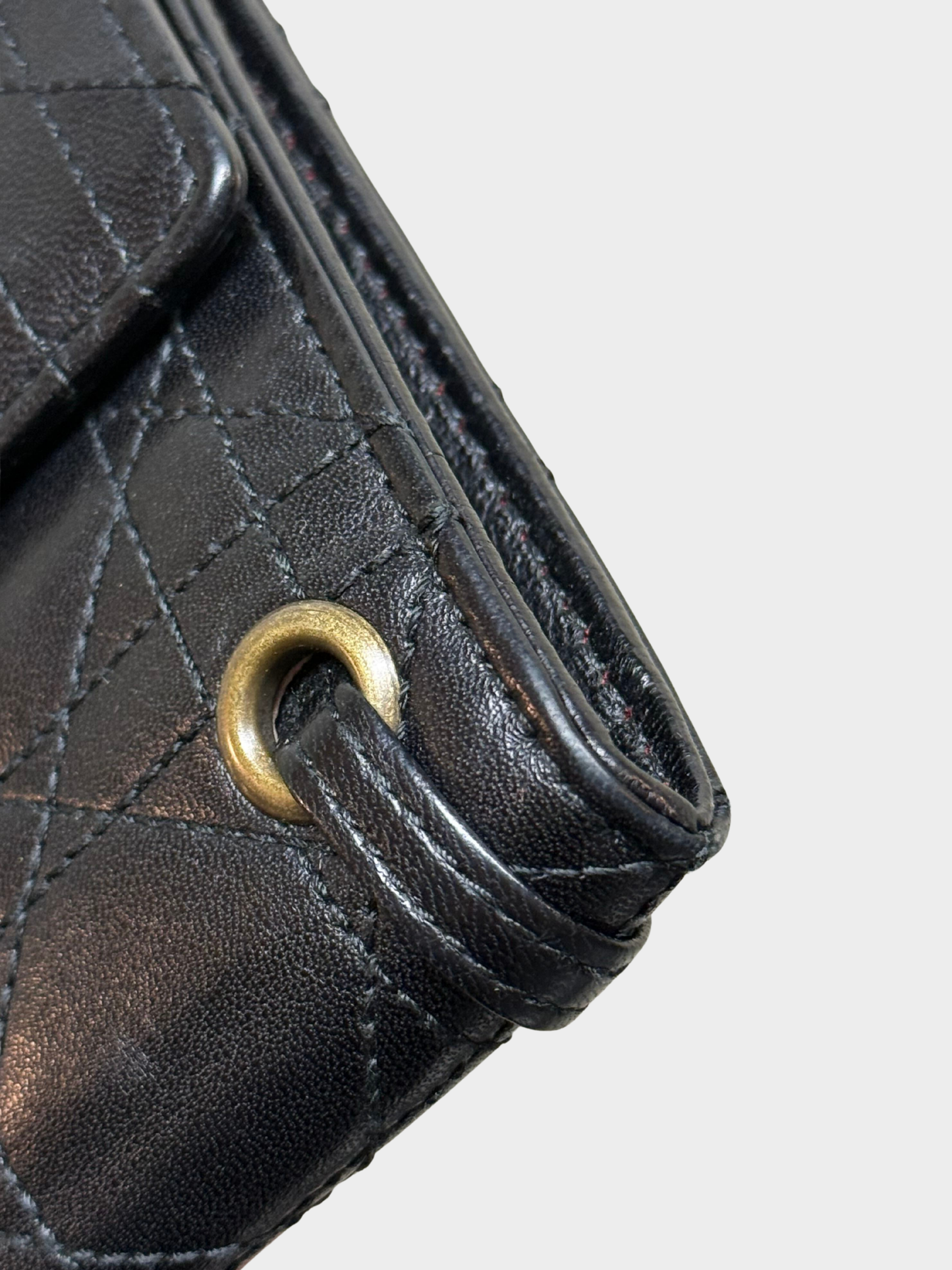Christian Dior 2007 Noir Cannage Lambskin D-Buckle Flap Wallet