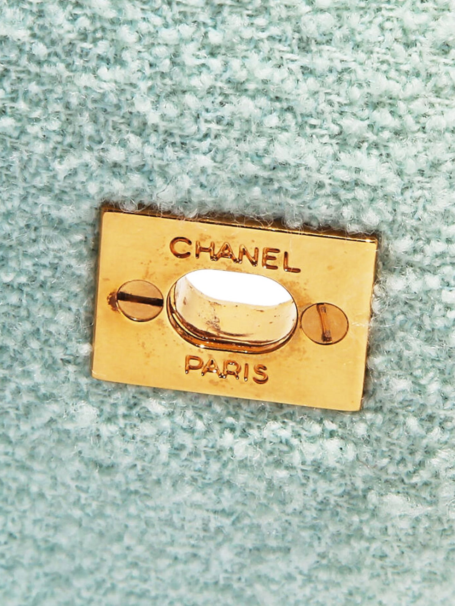 Chanel FW 1994-1995 Rare Pale Turquoise Terry Cloth Flap Bag