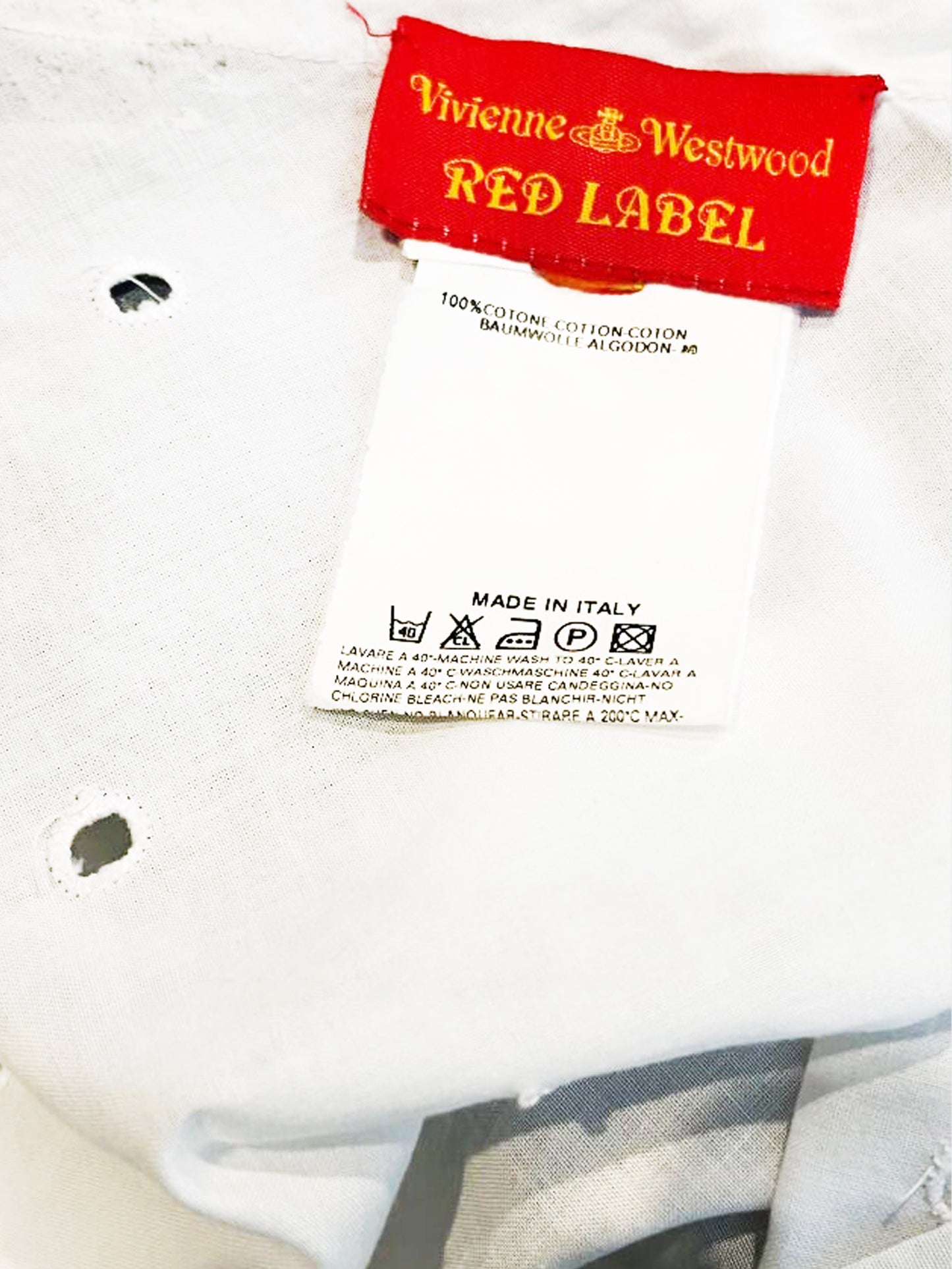 Vivienne Westwood Early 2000s Red Label White Dotted Asymmetrical Dress