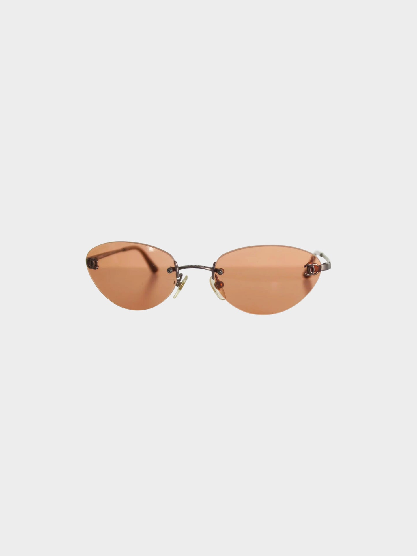 Chanel 2000s Orange Tinted Rimless CC Sunglasses
