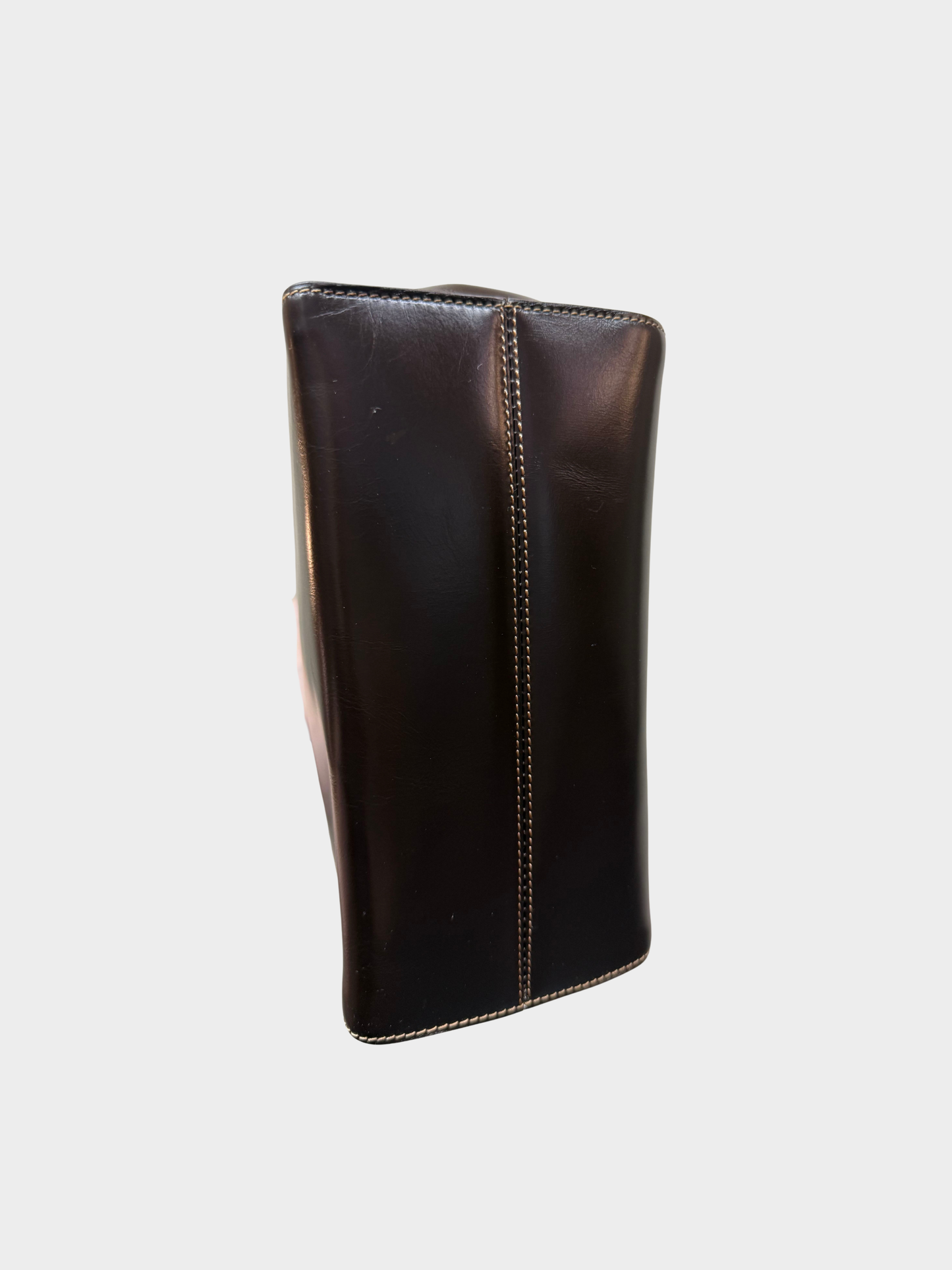 Loewe 1990s Dark Brown Box Calfskin Postal Tote Bag