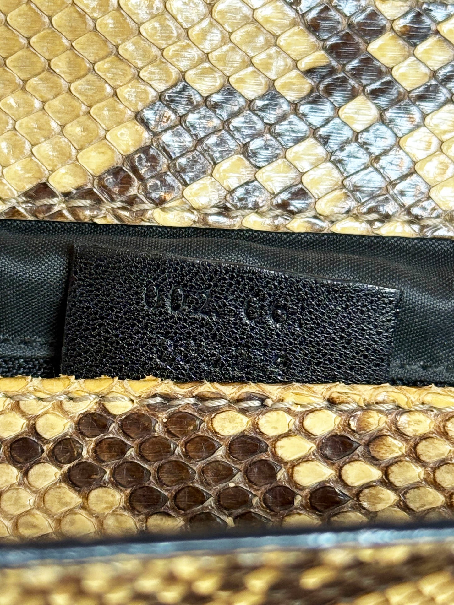 Gucci 2000s Python Leather Bamboo Top Handle Bag