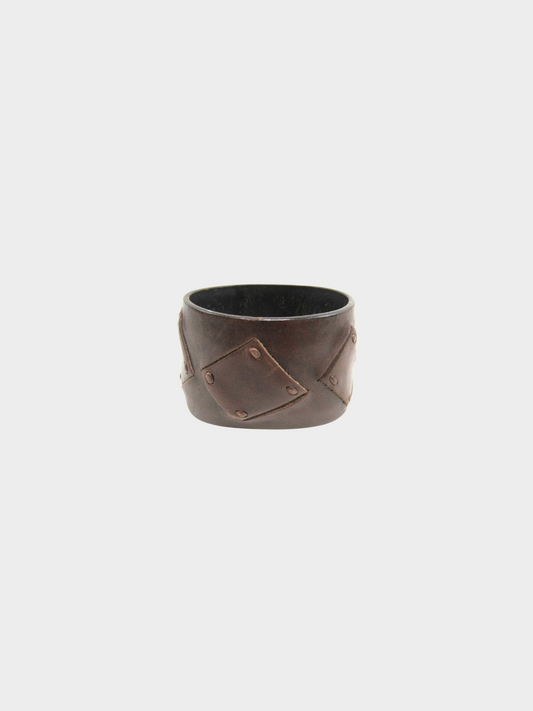 Bottega Veneta 2000s Brown Woven Intrecciato Bangle Cuff Bracelet