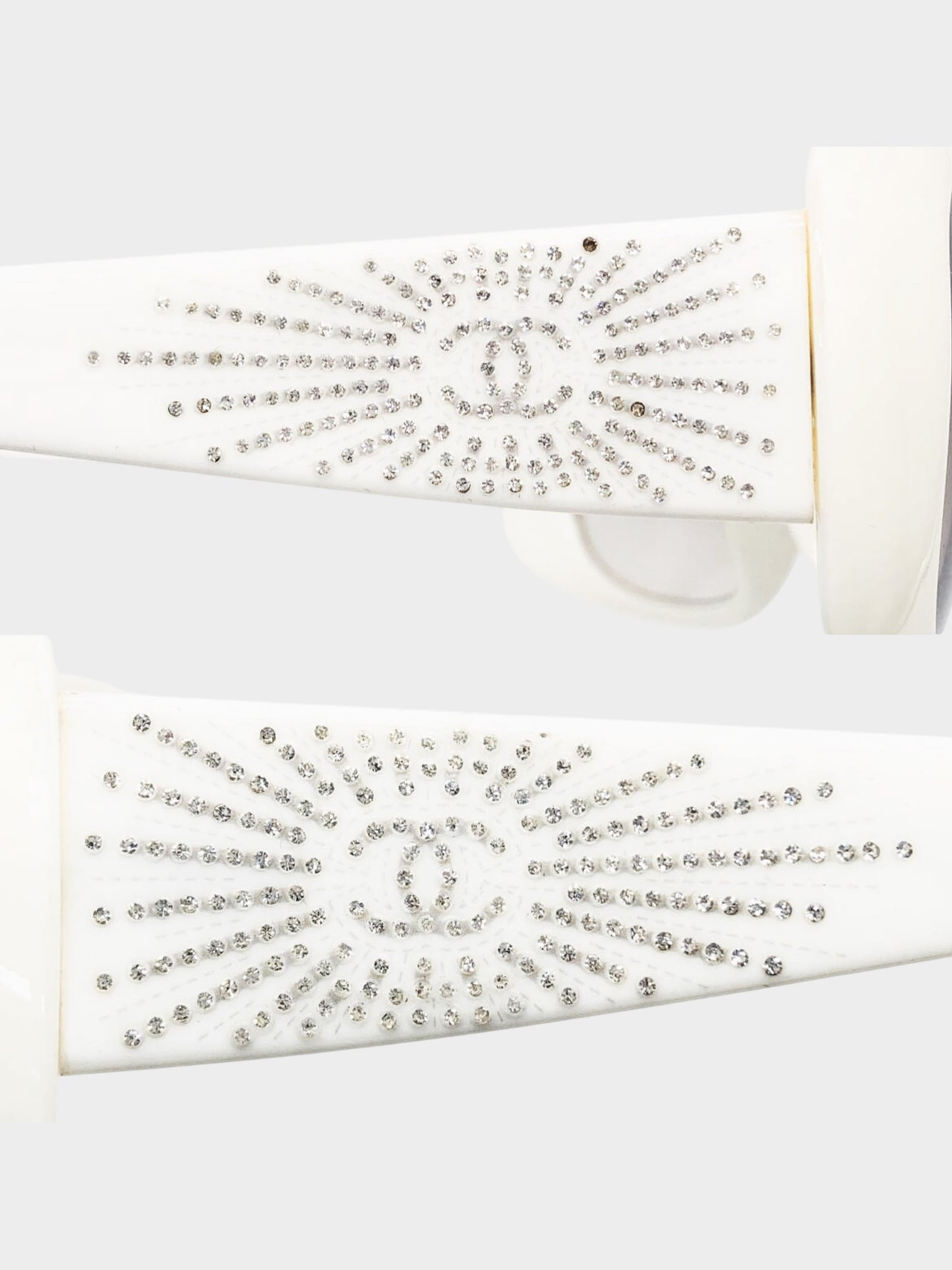 Chanel 2000s White CC Rhinestone Embellished Sunglasses