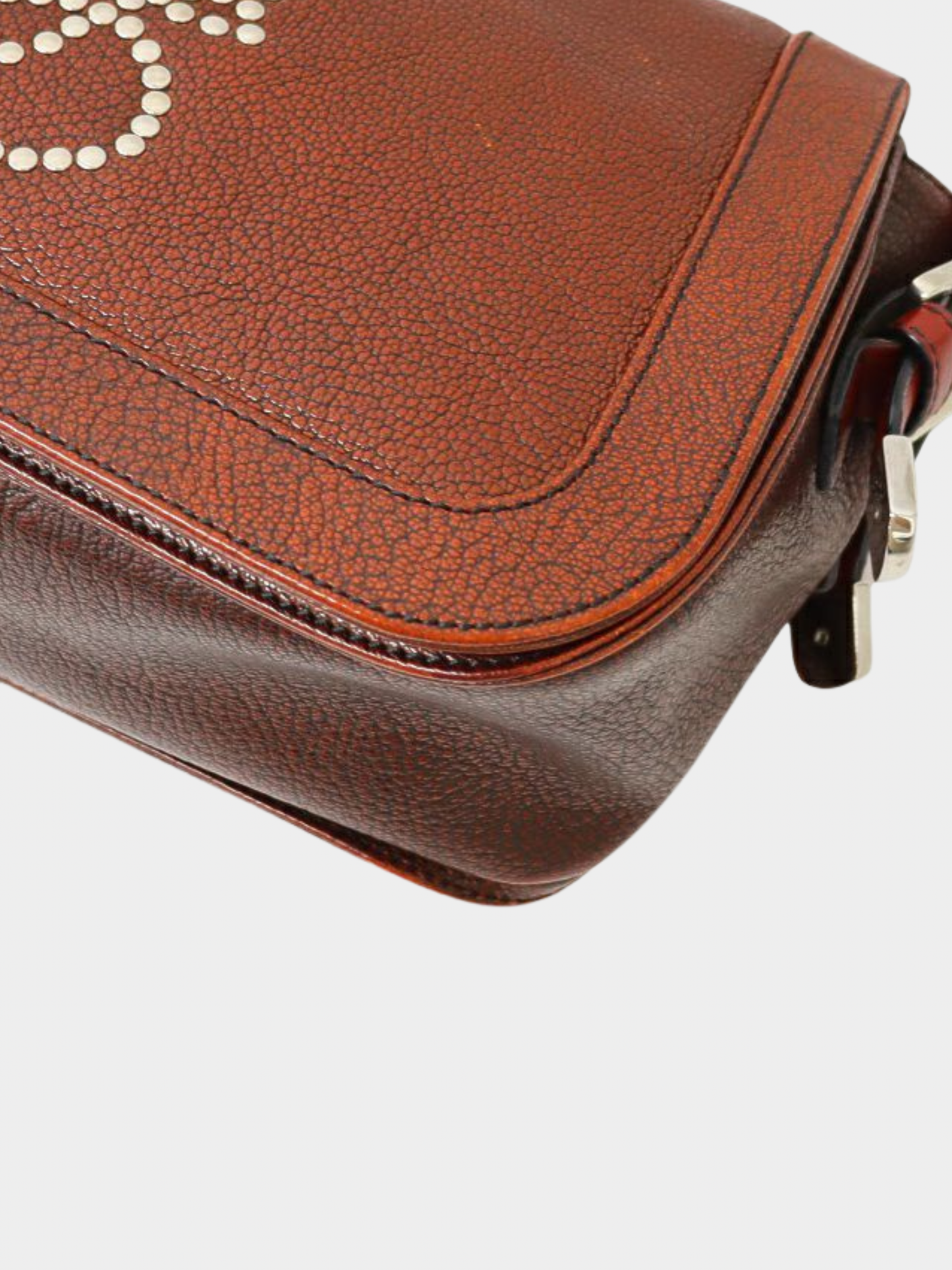 Loewe 2000s Bordeaux Leather Anagram Studs One-Shoulder Bag