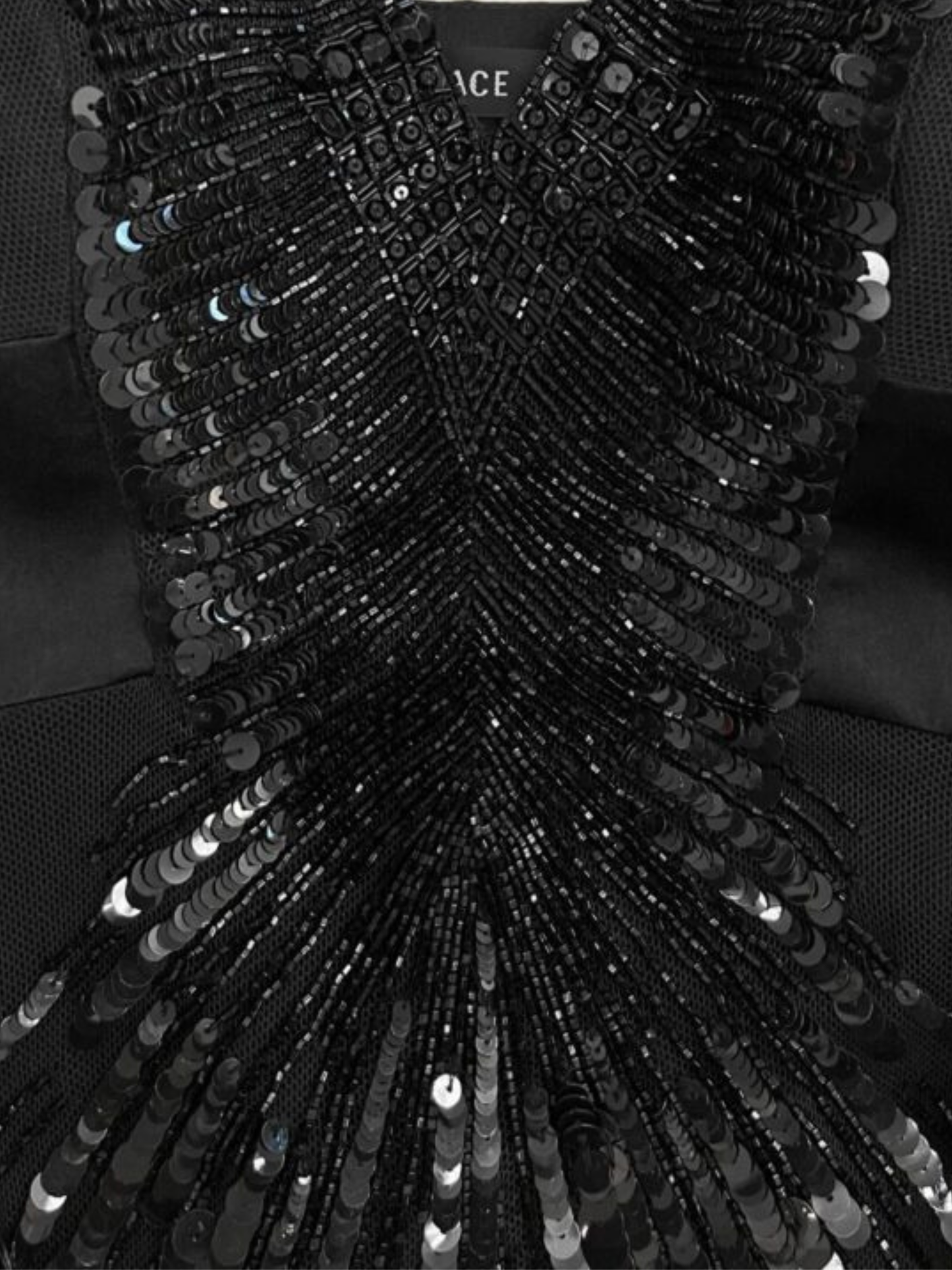 Versace 2000s Black Tulle Paillette Cocktail Dress