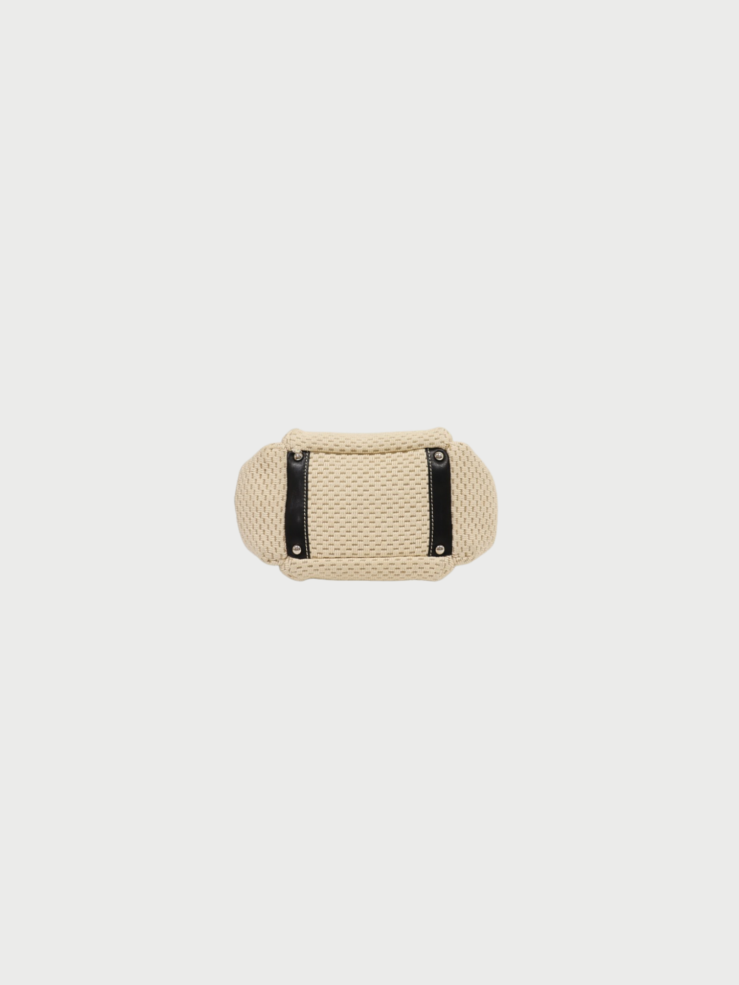 Chanel 2004 Black Ivory Cotton Leather Chain Shoulder Bag