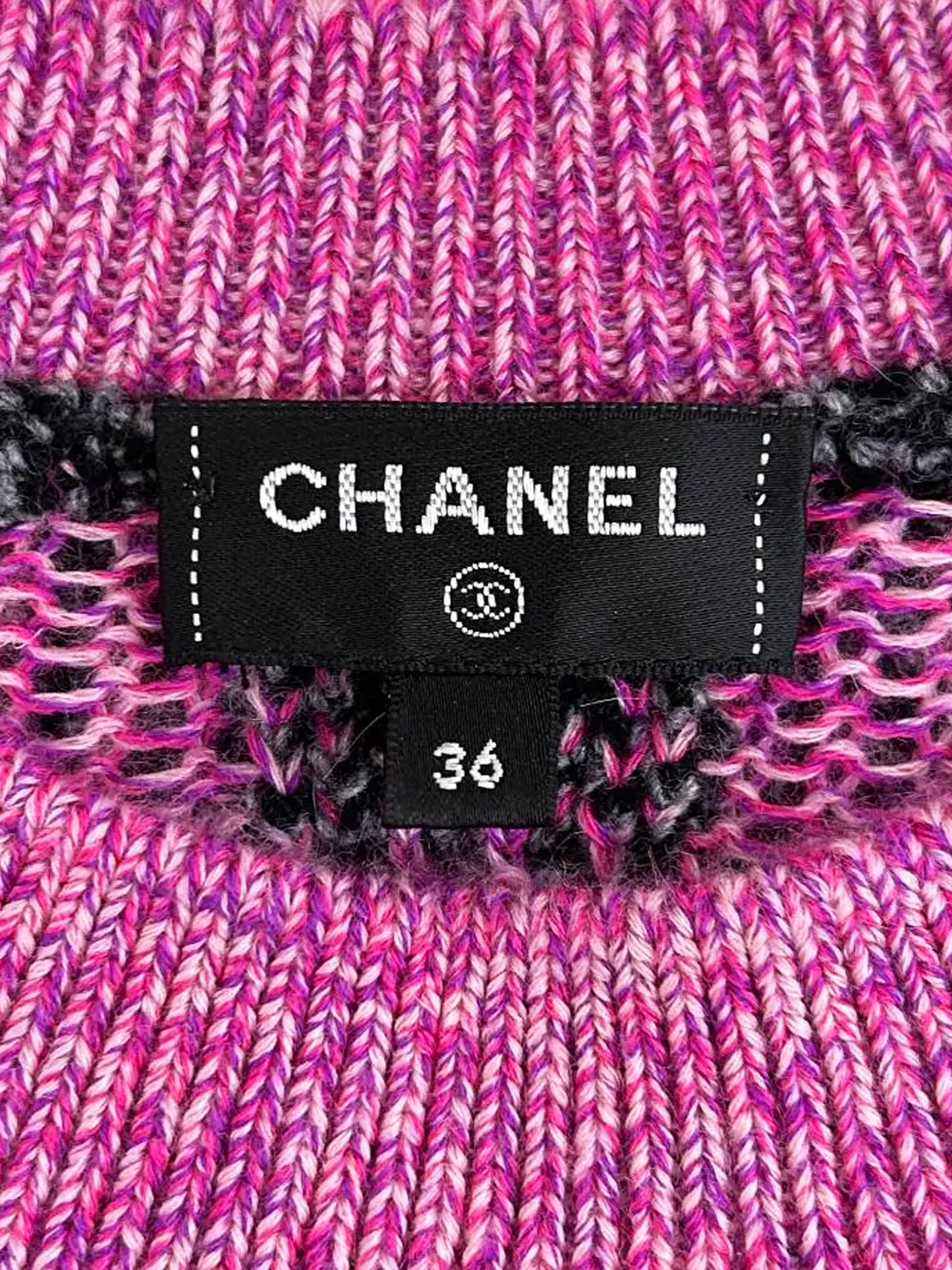 Chanel 2022 Black, Grey, and Pink Cashmere Knitted Vest