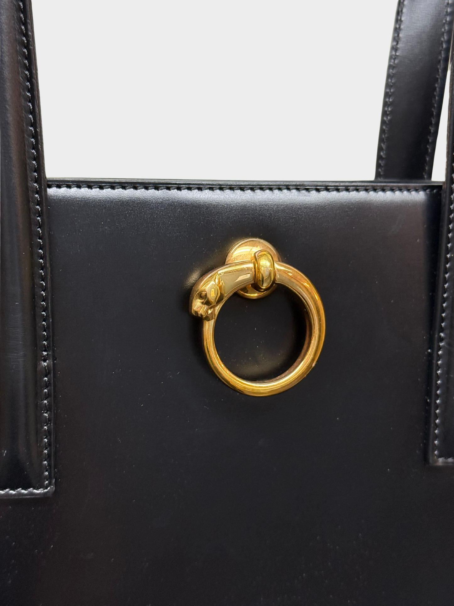 Cartier 1990s Black Leather Panthère Tote Bag