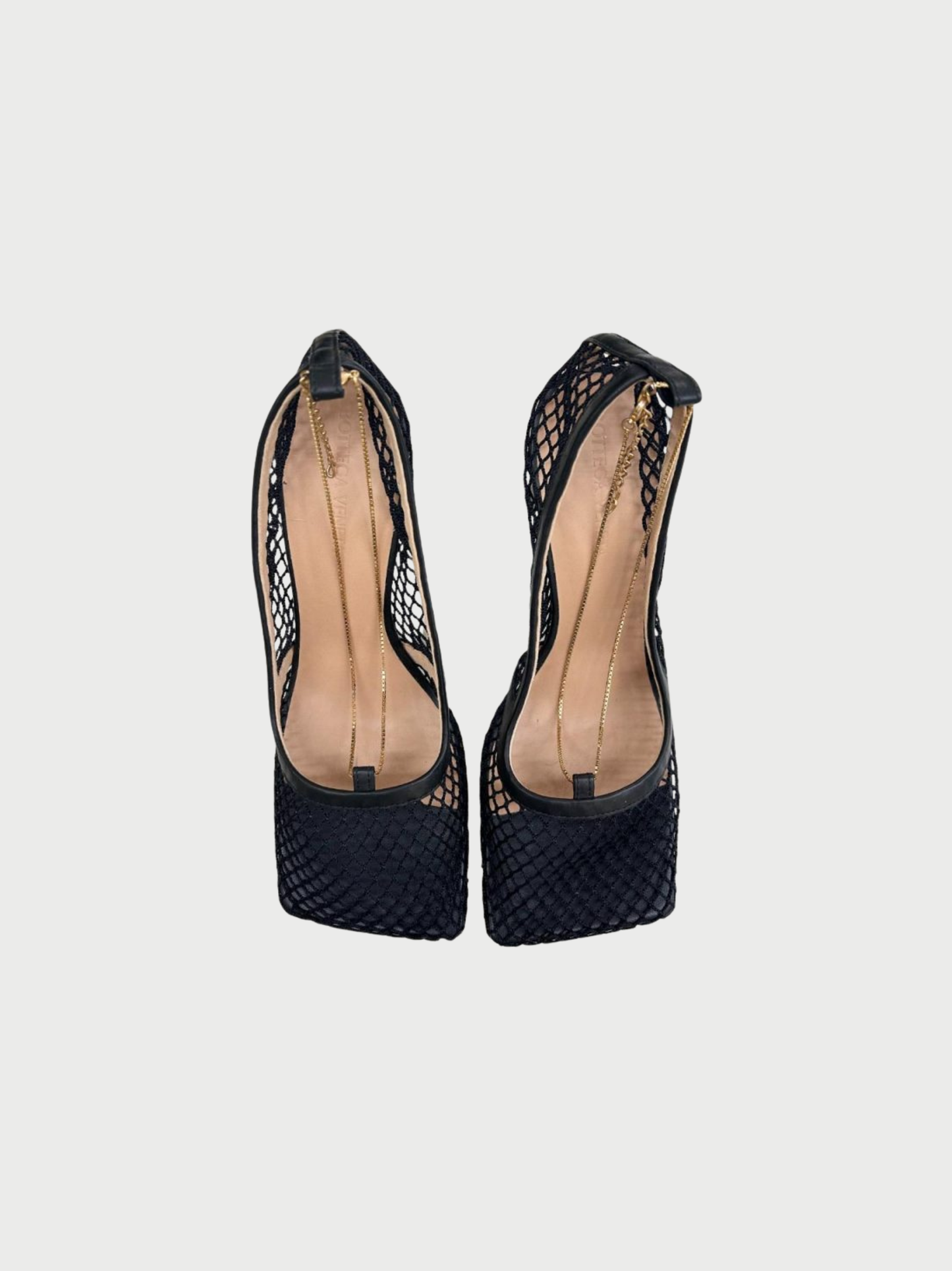 Bottega Veneta 2020s Black Mesh Leather Chain Detail Pumps