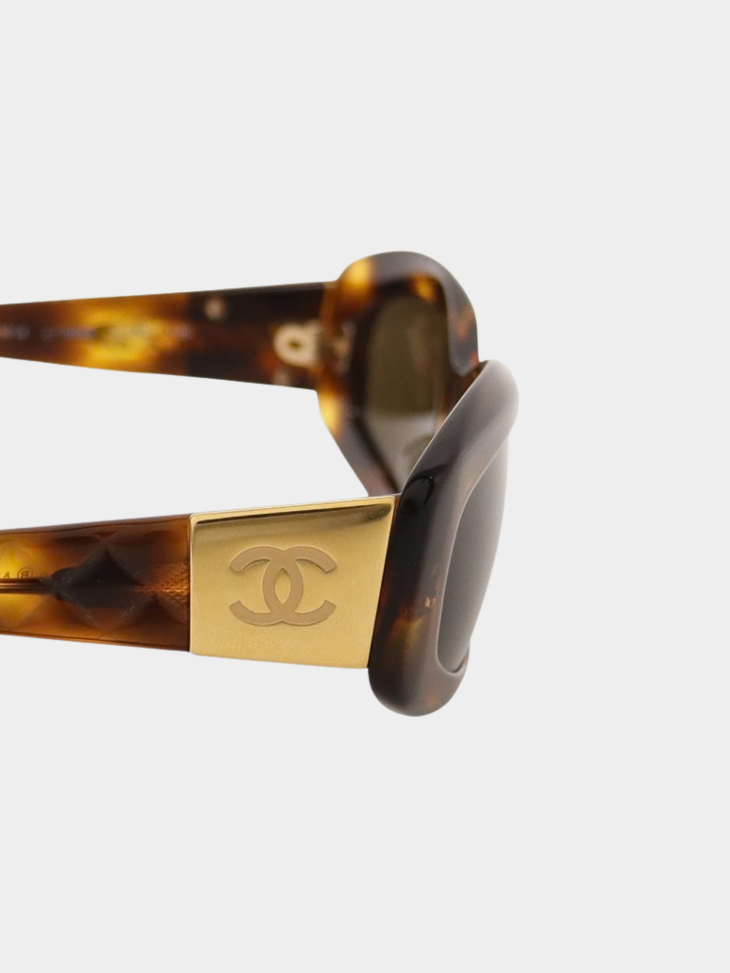 Chanel 2000s Brown Tortoiseshell Plastic Sunglasses