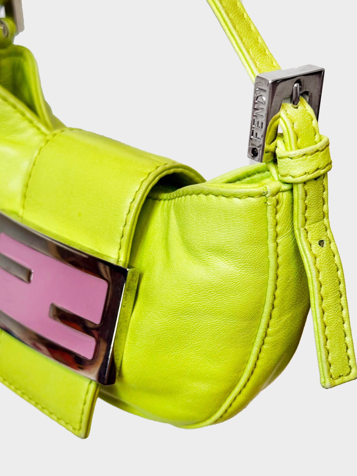 Fendi 2000s Green Leather Mini Croissant Bag