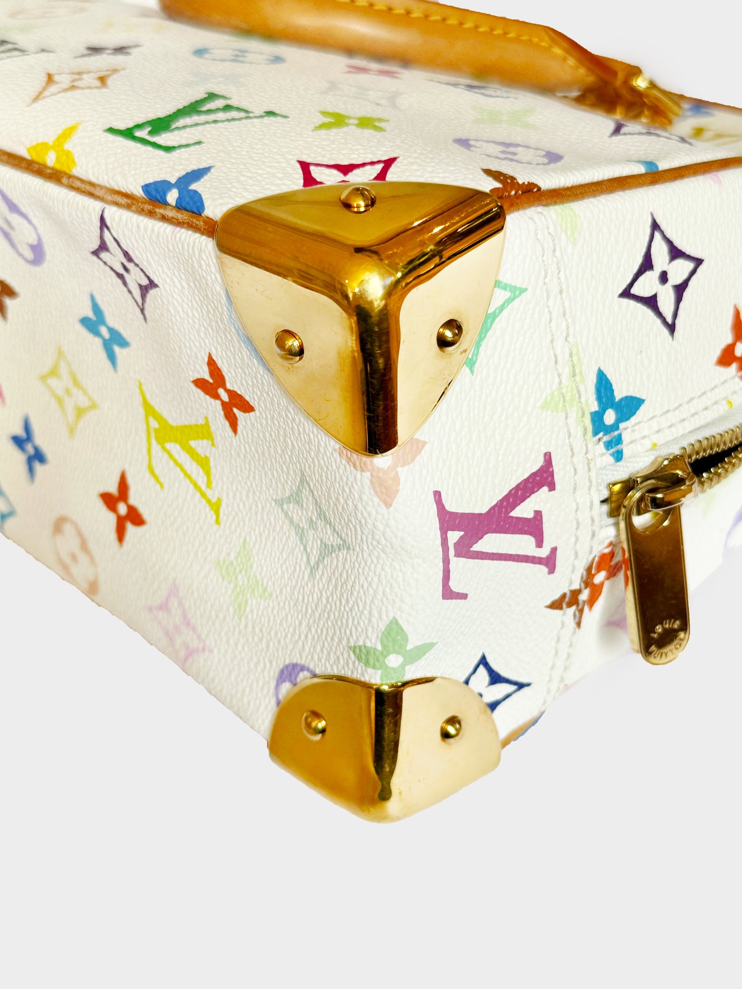 Louis Vuitton 2006 White Murakami Multicolor Monogram Trouville Handbag