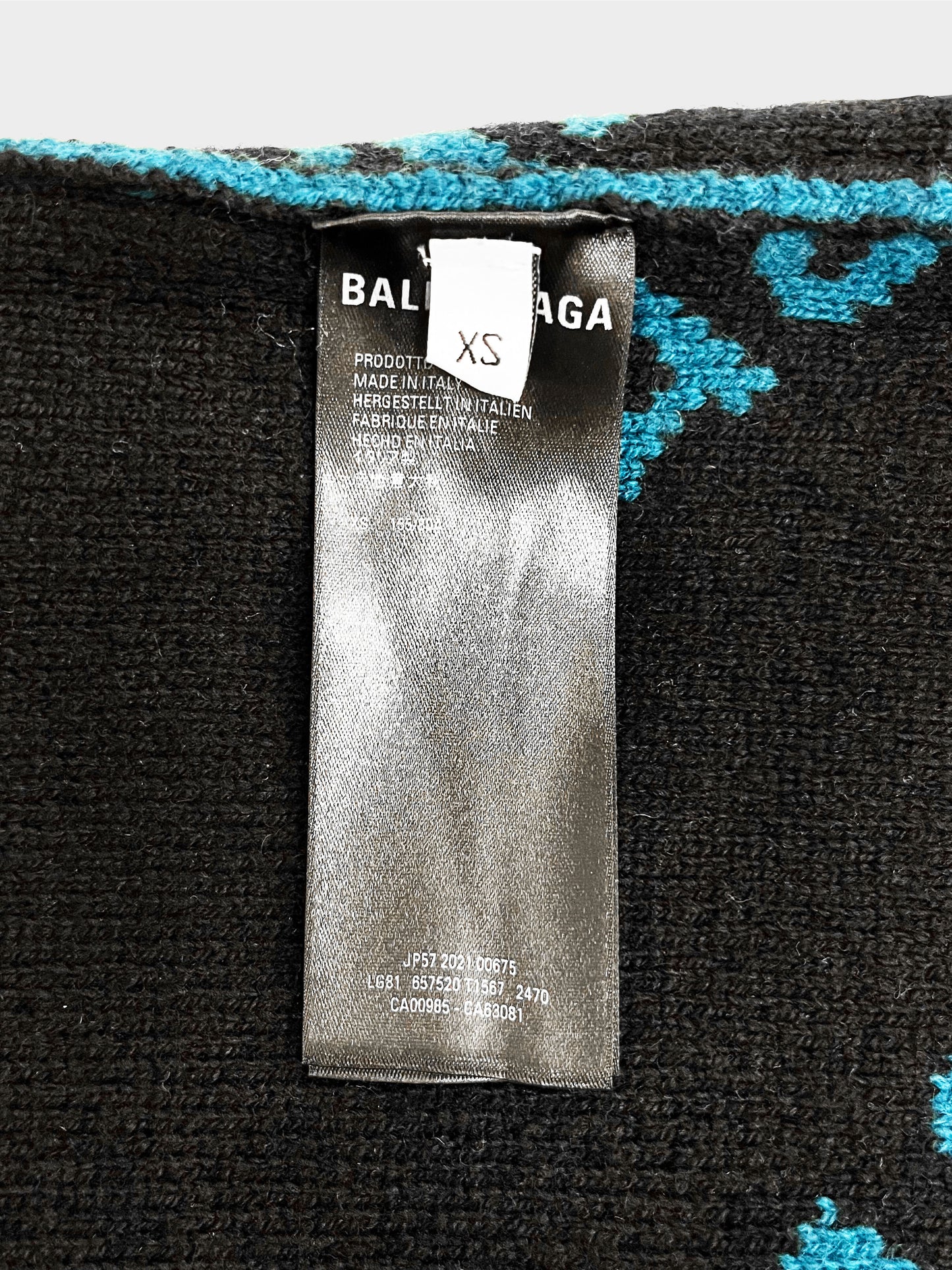 Balenciaga 2021 Teal Logo Knit Oversized Sweater