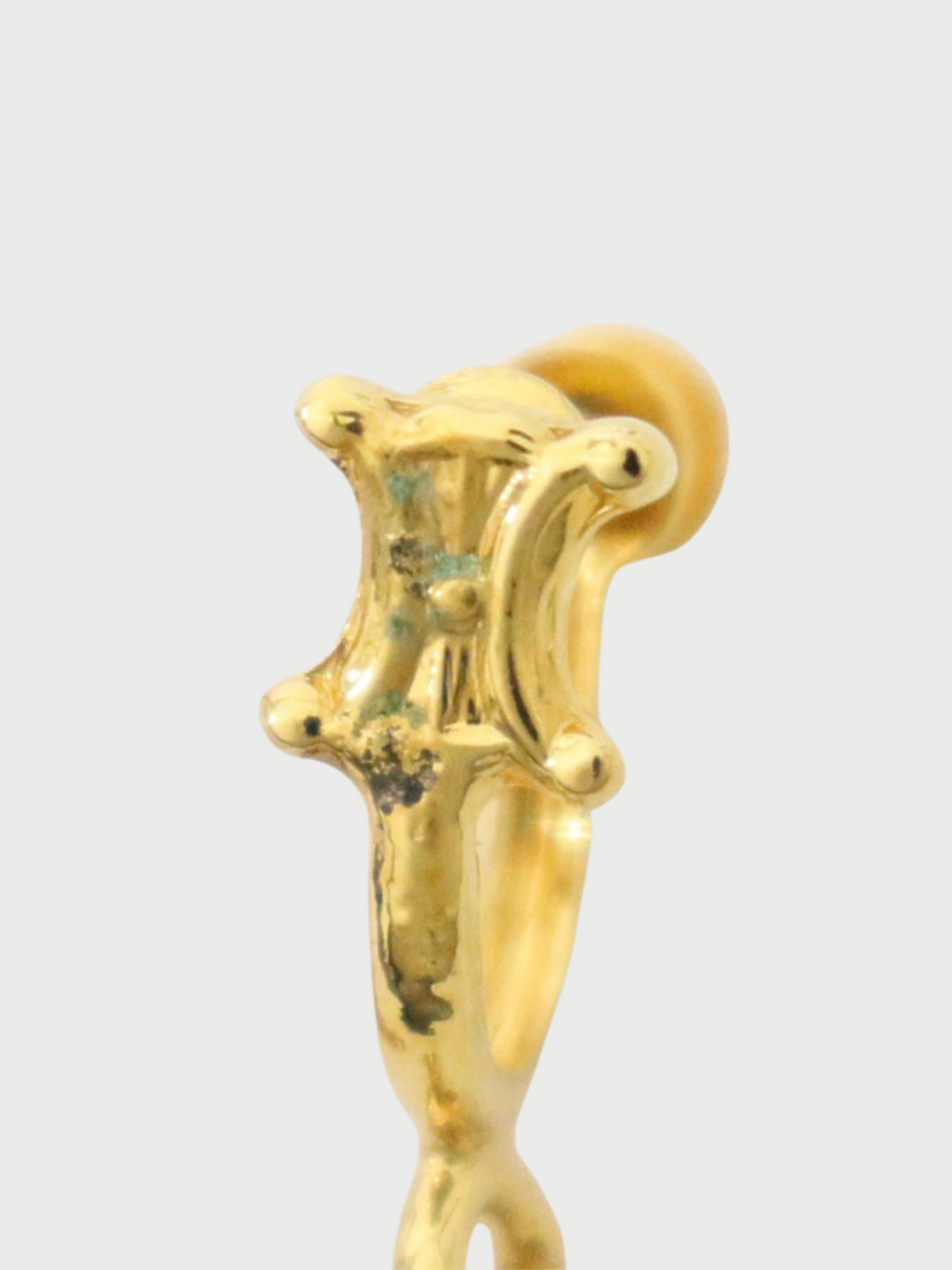 Celine 2000s Gold Plated Metal Rhinestone Triomphe Drop Earrings