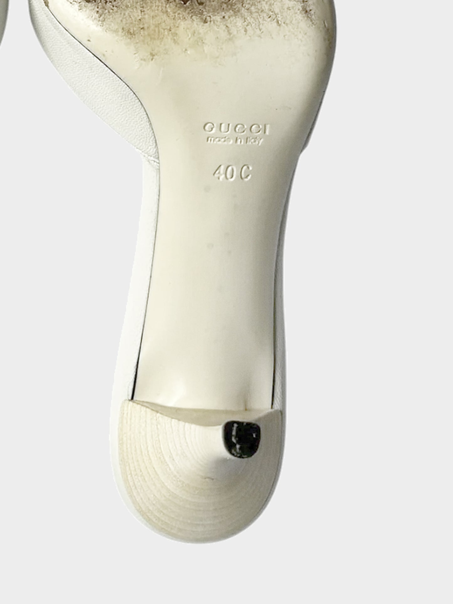 Gucci 2000s White Leather Bamboo Motif Pointed Mules