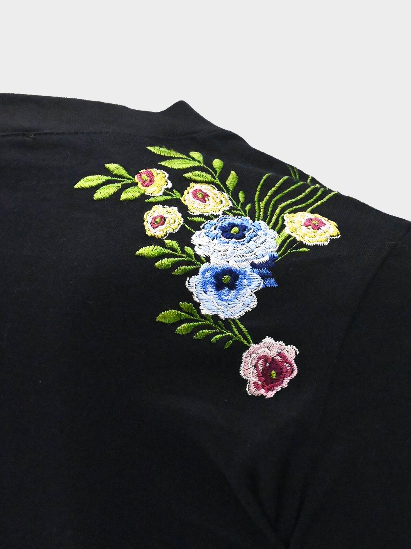 John Galliano 2003 Black Floral and Logo Embroidered Shirt