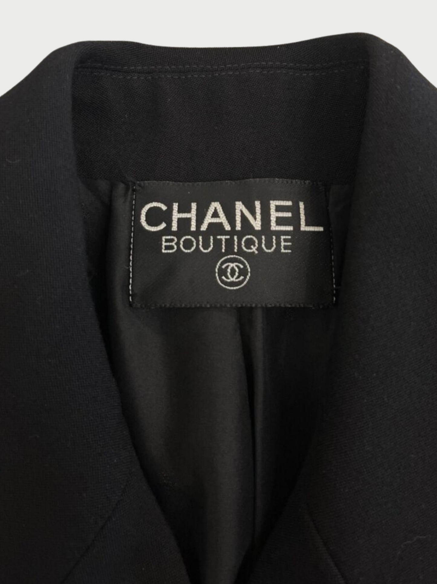 Chanel 1992 Black Wool Double Breasted Belted Jacket