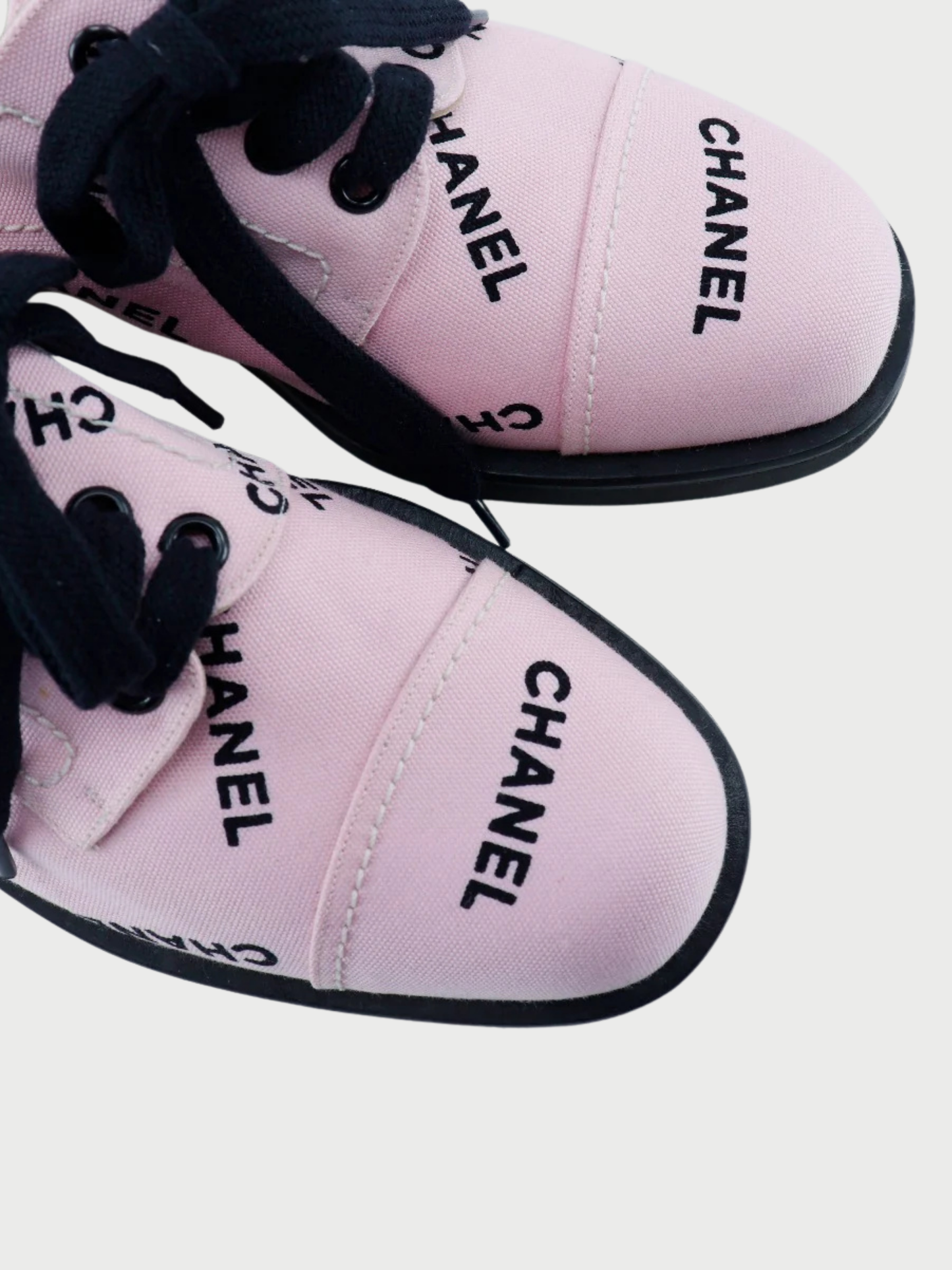 Chanel 1990s Raspberry Logo Print Canvas Sneakers