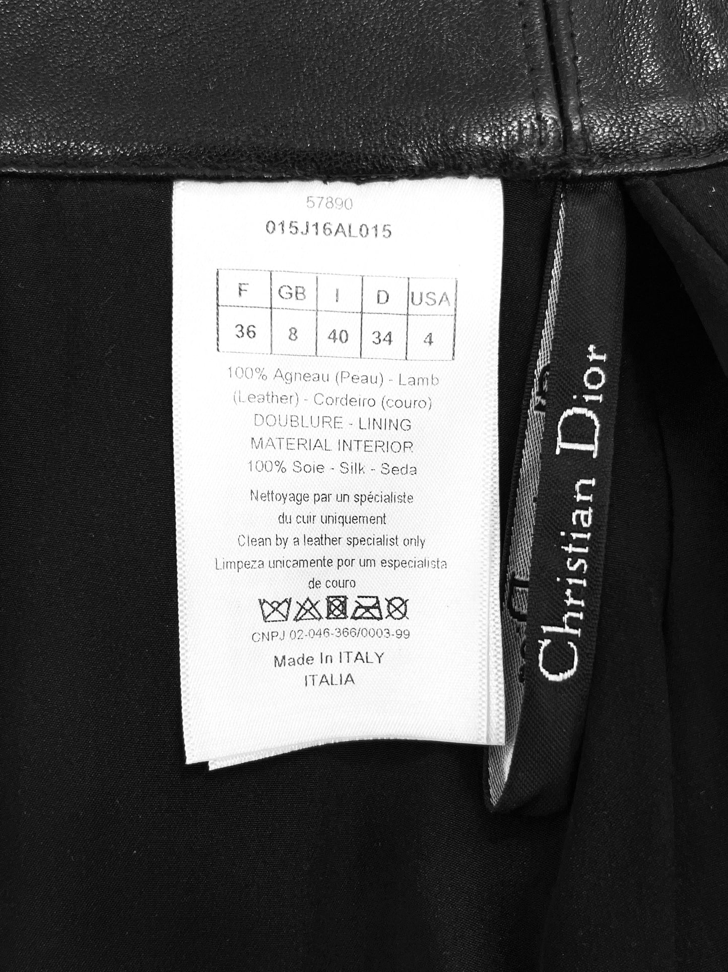 Christian Dior 2020 Black Lambskin Leather Mini Skirt with Pockets