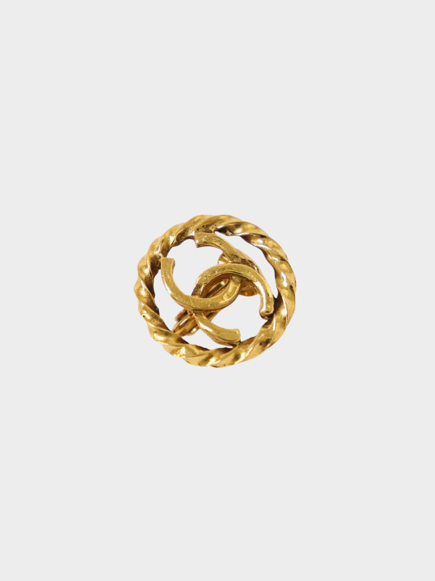 Chanel 2000s Gold COCO Twist Round Earrings