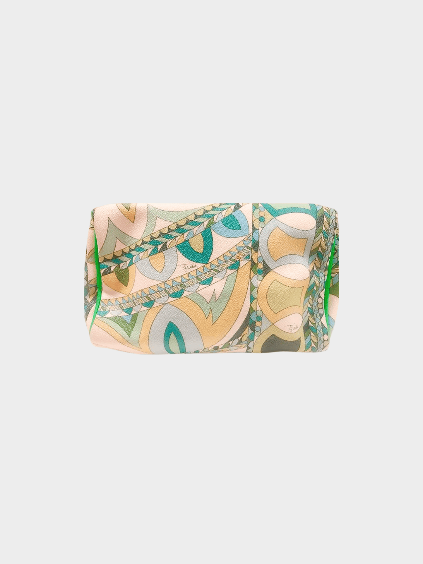 Emilio Pucci 2000s Green Graphic Print Top Mini Boston Bag