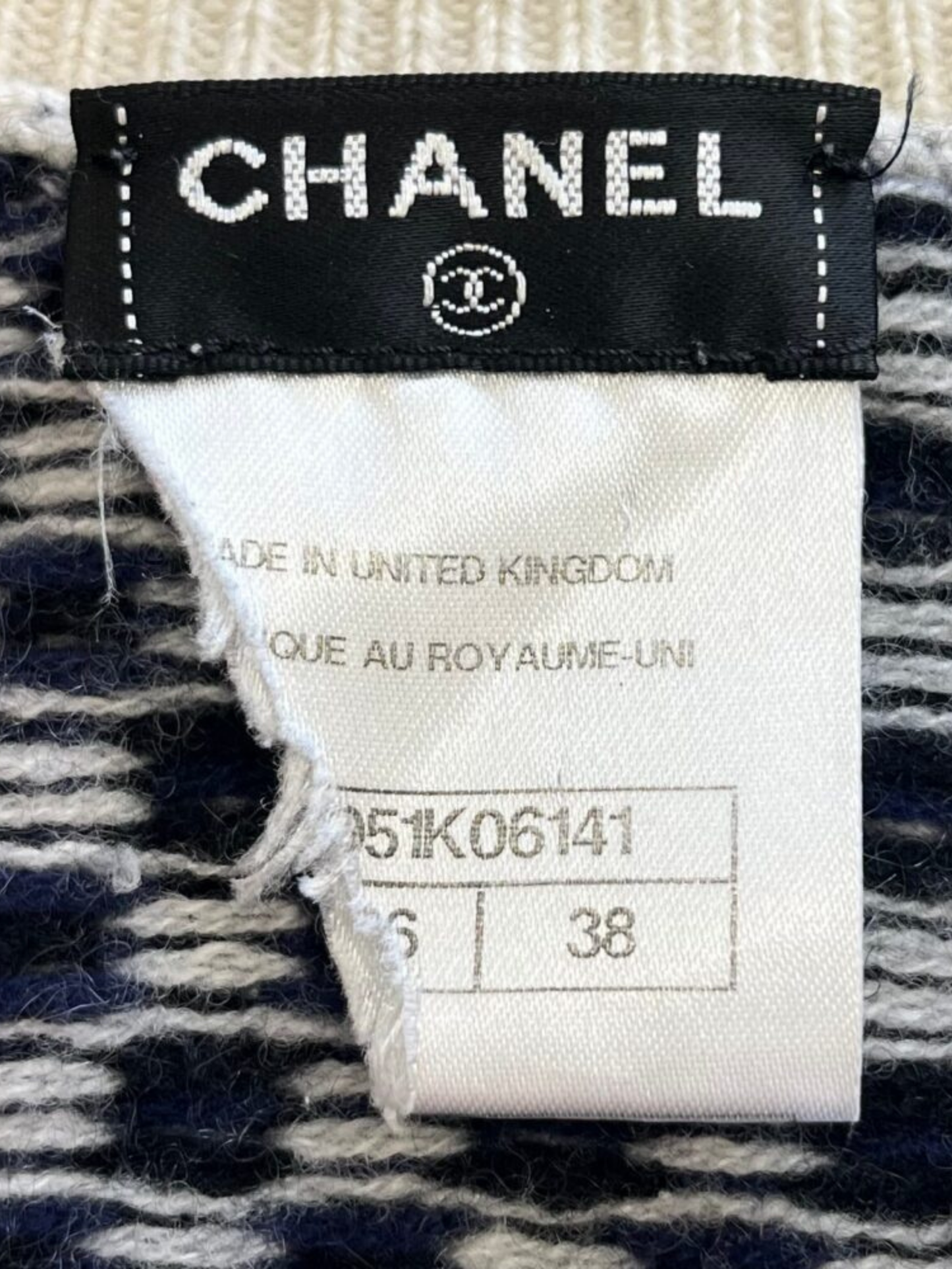 Chanel SS 2014 Black Blue White Cashmere Spotted Checkerboard Knit Cardigan