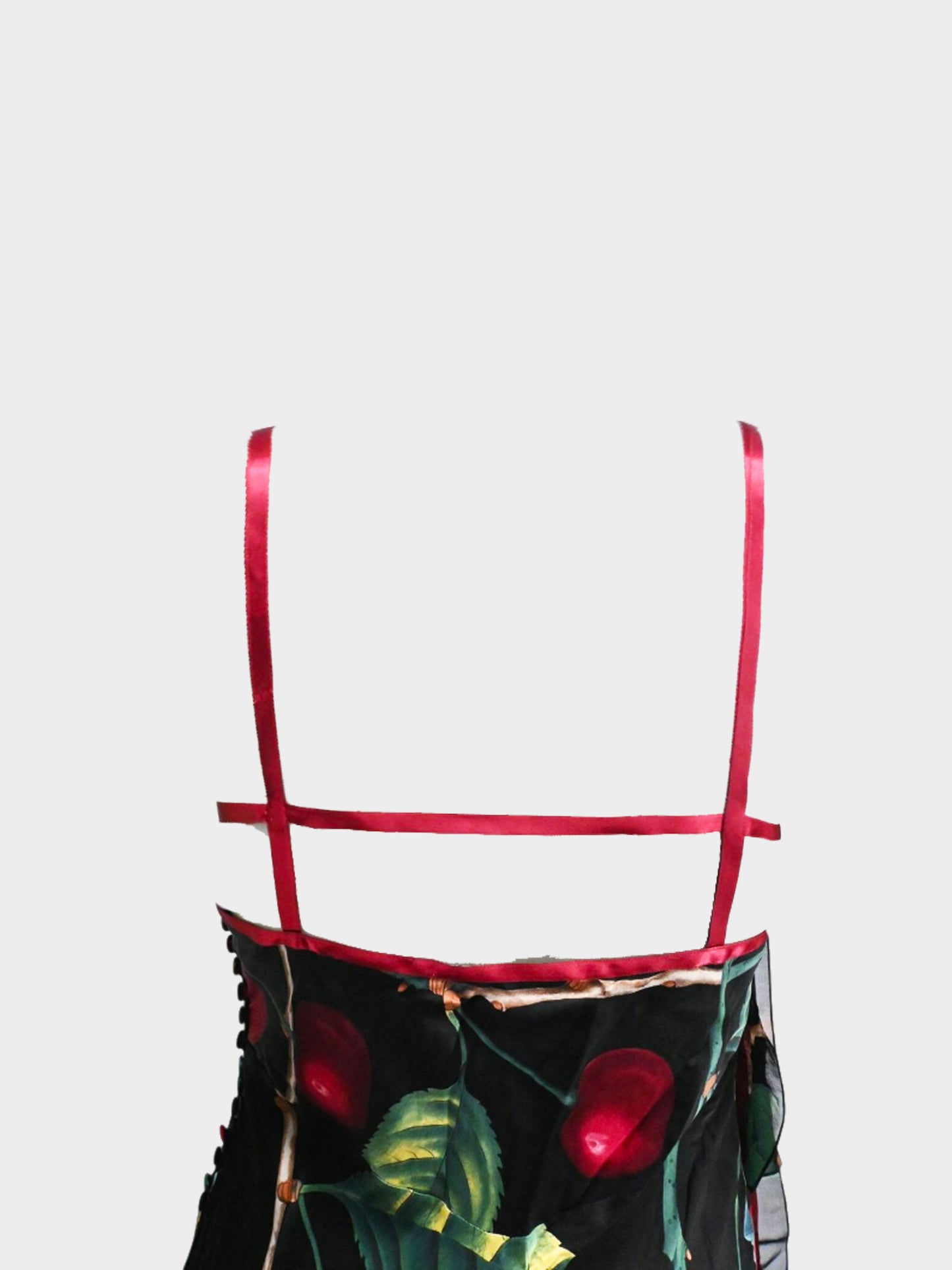 John Galliano FW 2003 Black and Red Cherry Dress with Scarf