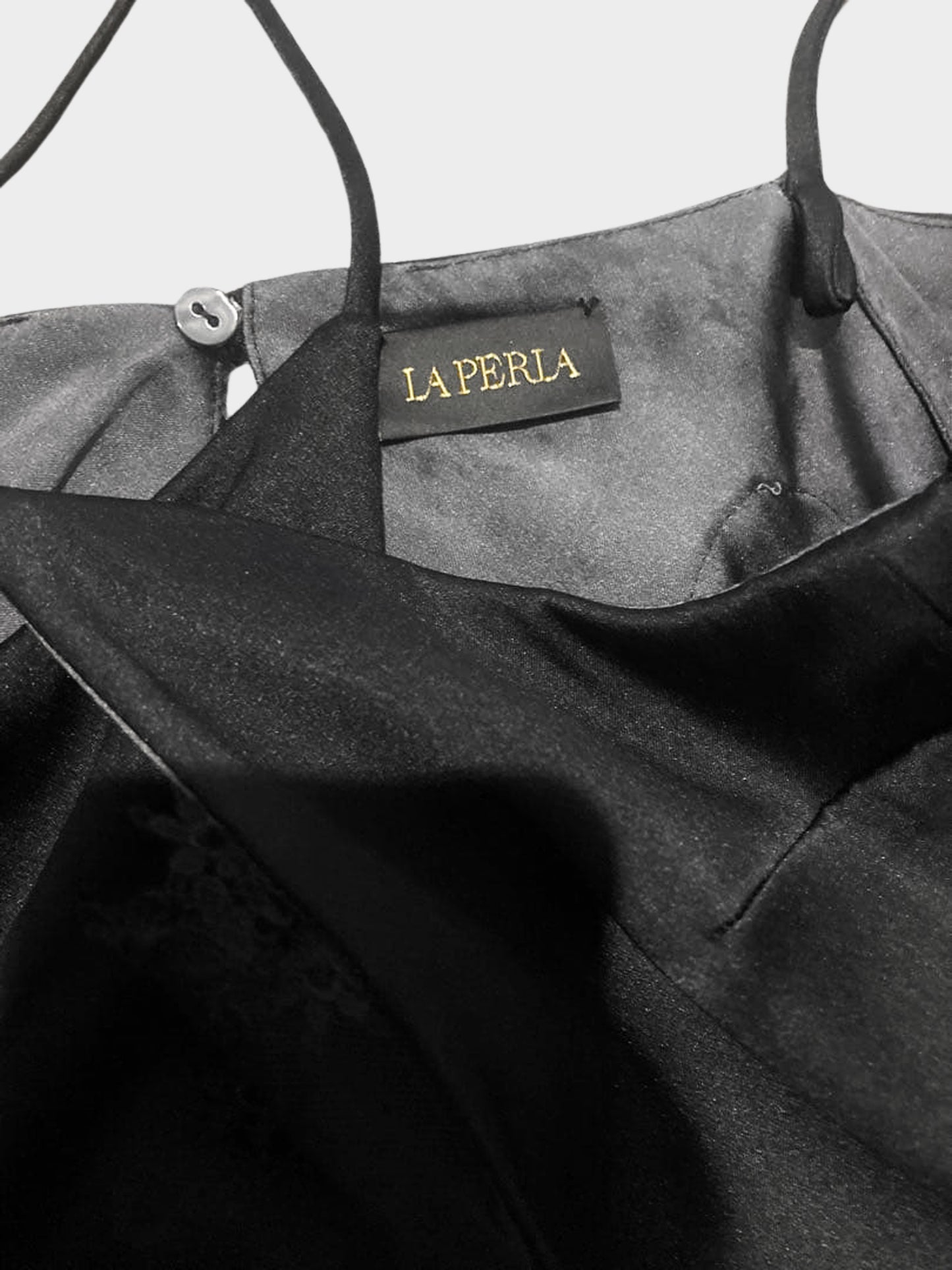 La Perla 2000s Rare Black and Grey Check Pattern and Lace Cami Top