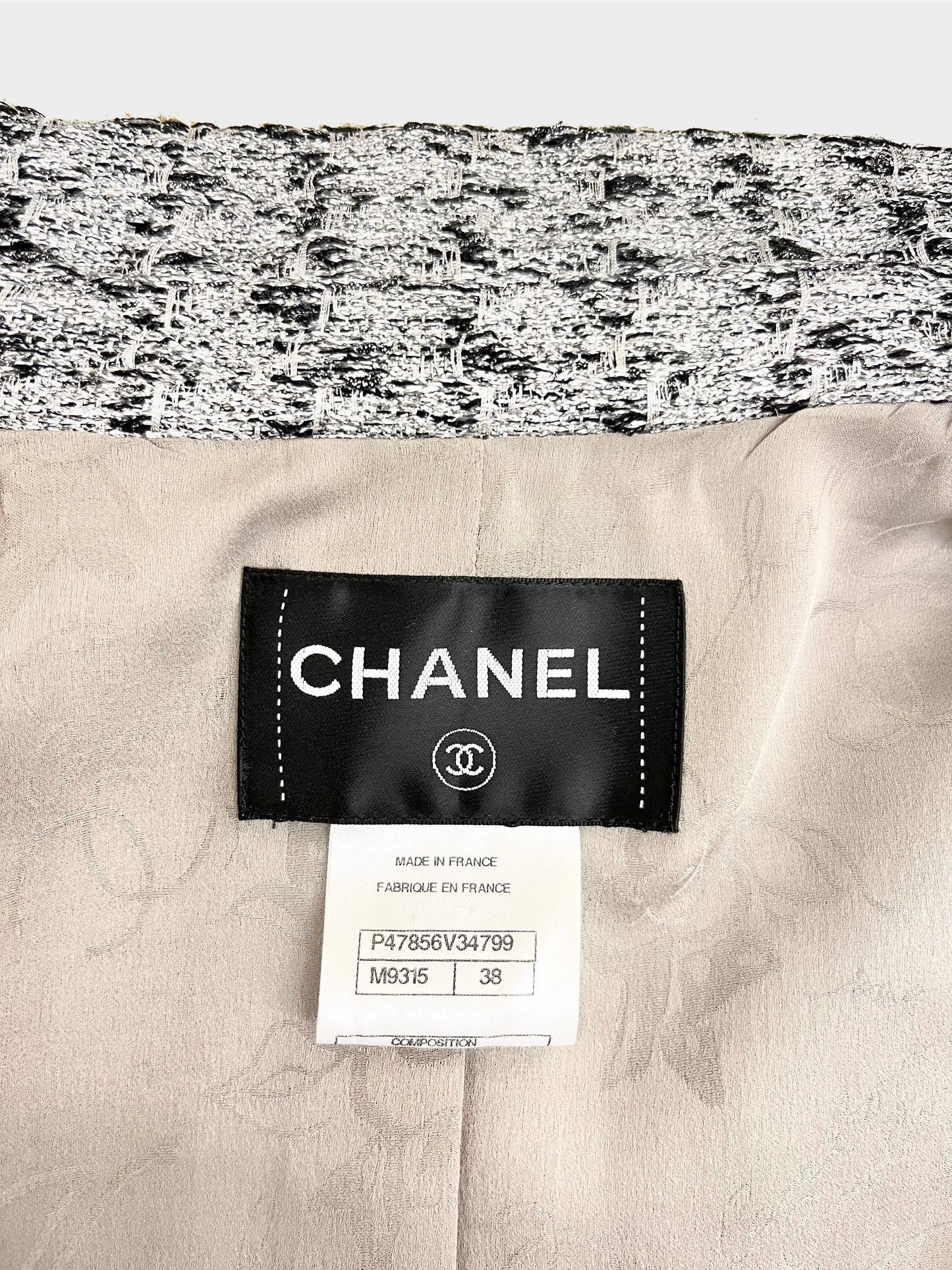 Chanel 2014 Silver Tweed Asymmetrical Jacket