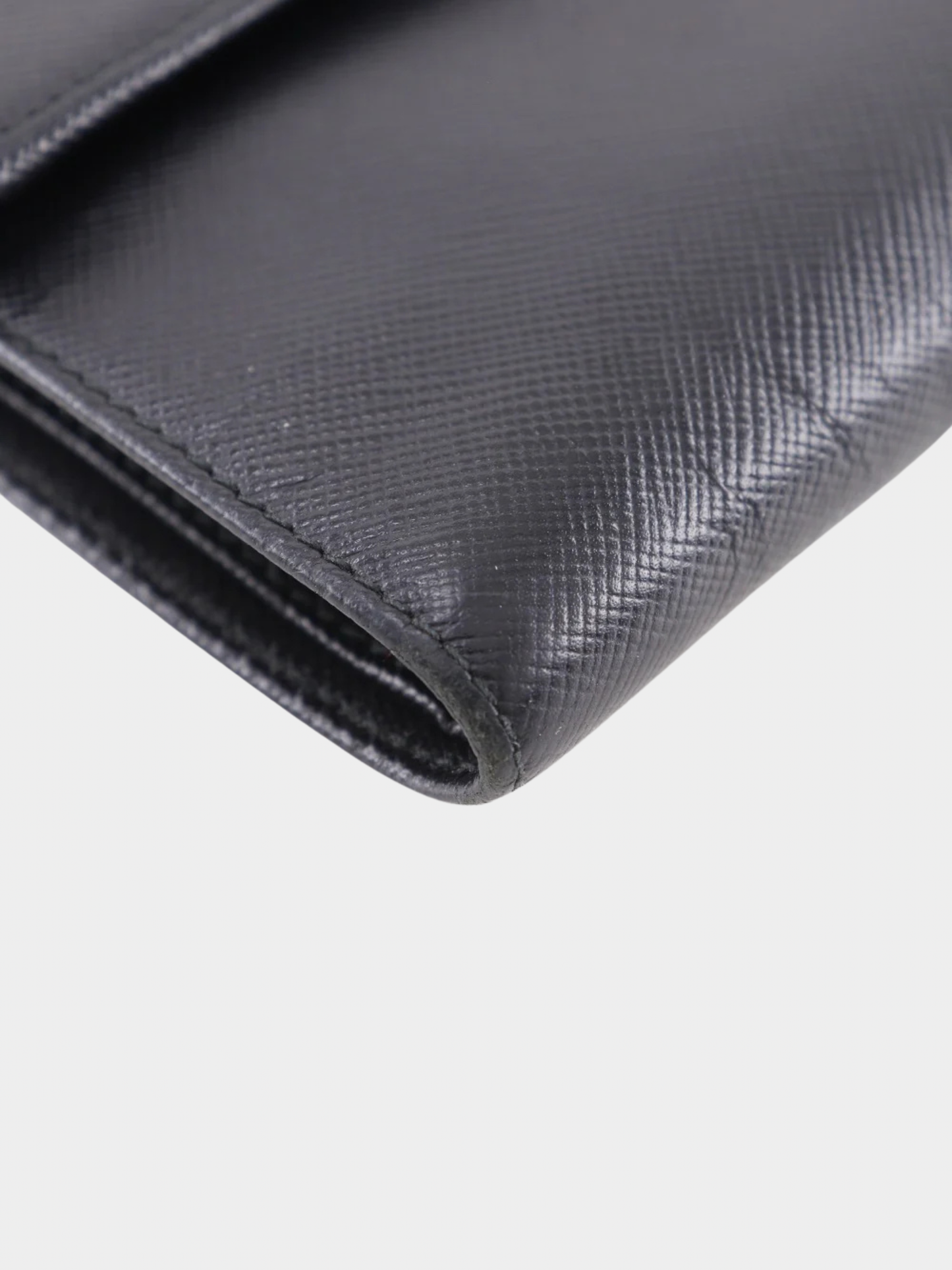 Prada 2000s Black Saffiano Leather Bi-Fold Wallet