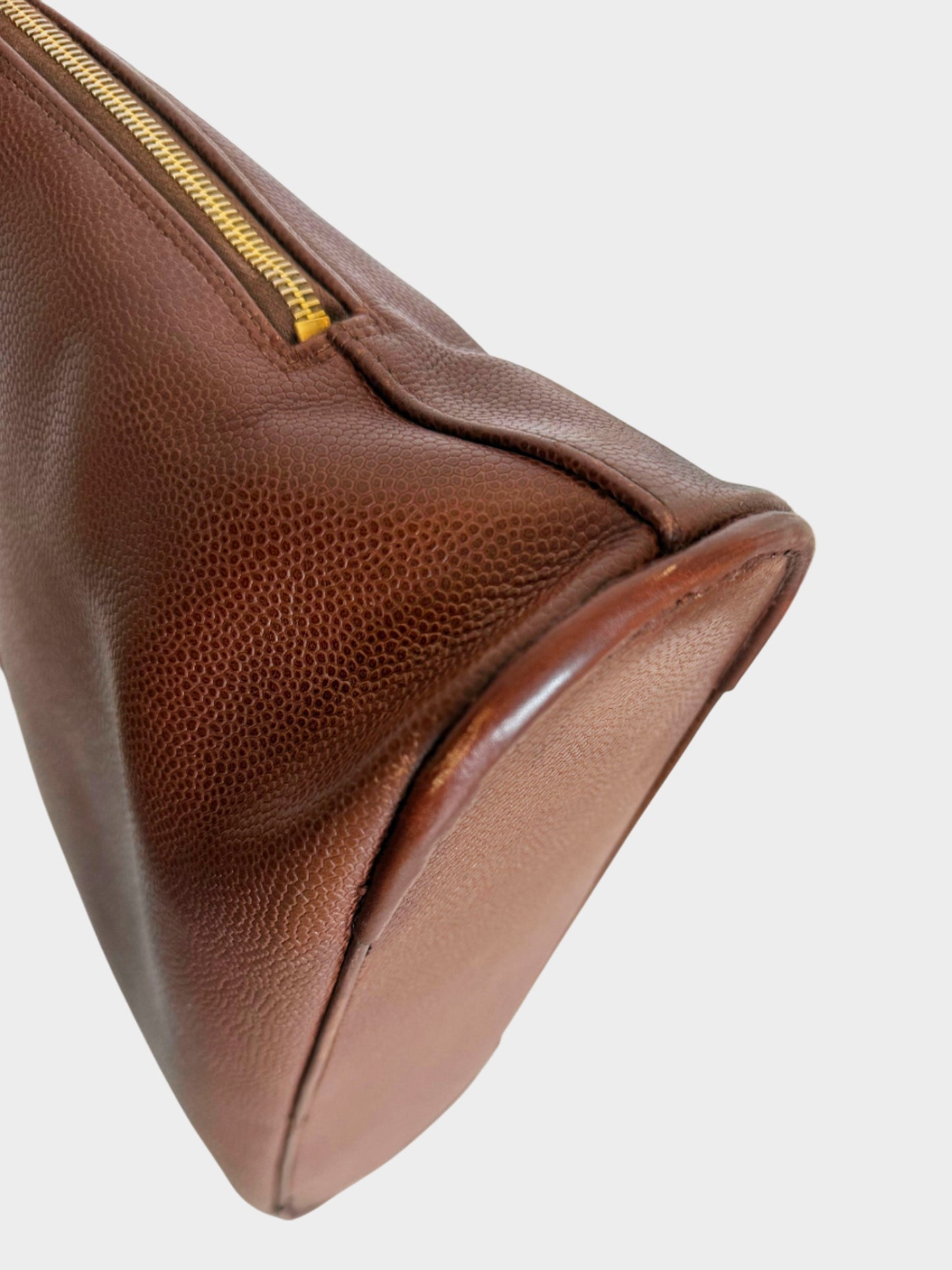 Chanel 1991-1994 Brown Caviar Skin Shoulder Bag