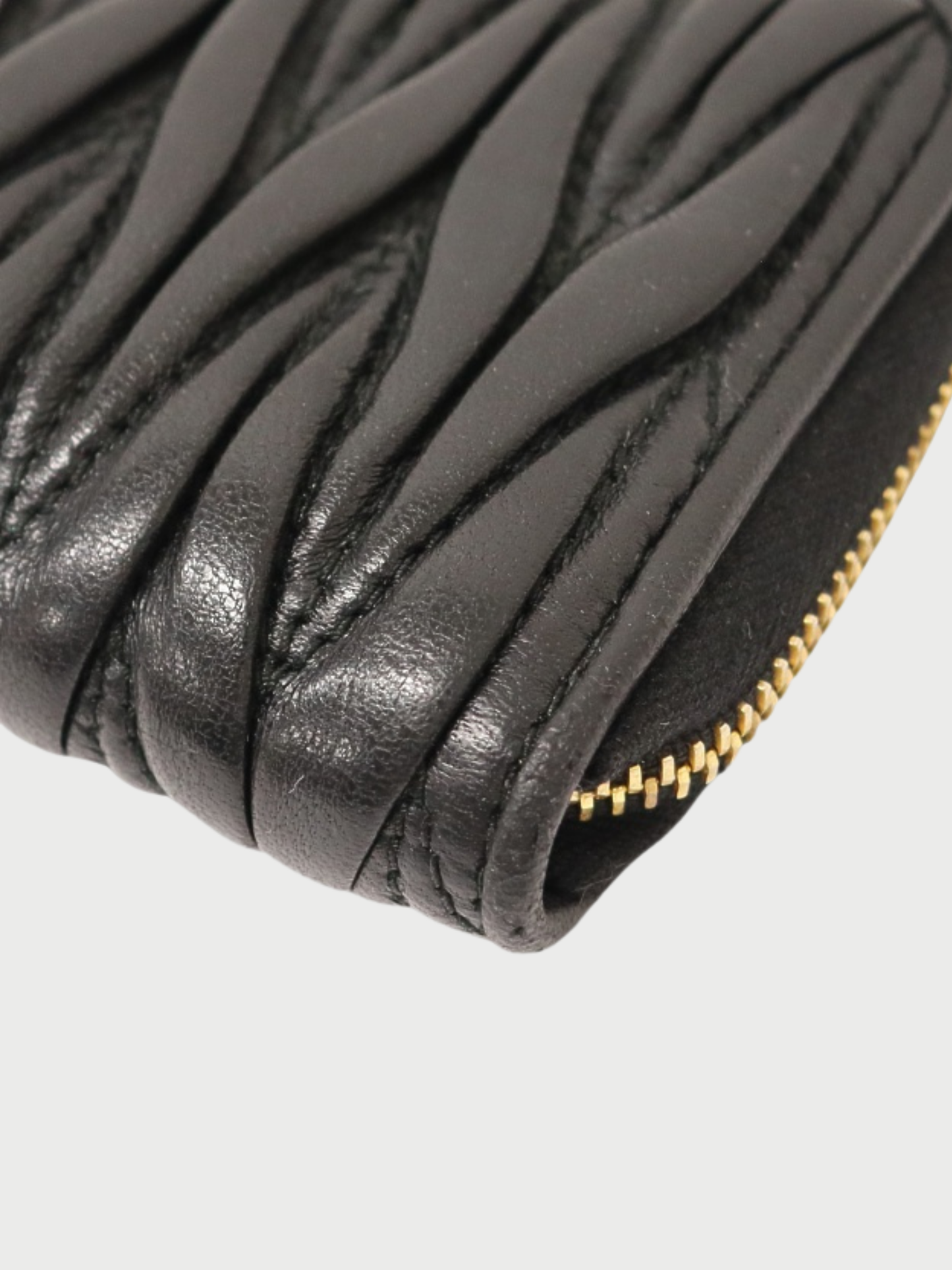 Miu Miu 2000s Black Matelassé Leather Coin Case