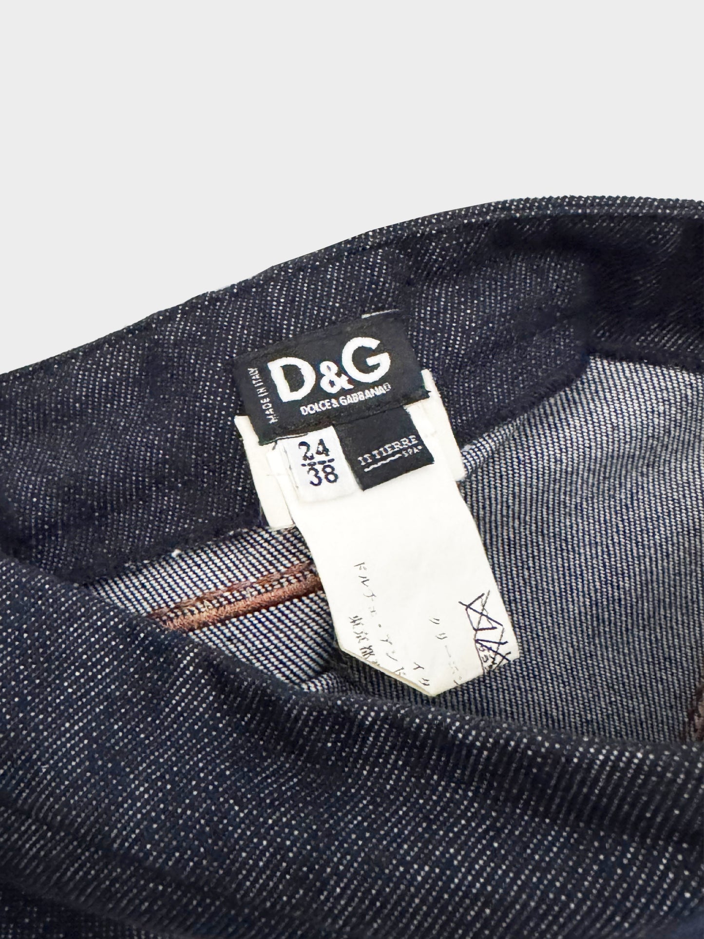 Dolce & Gabbana D&G 2000s Denim Skirt with Brown Suede Appliques