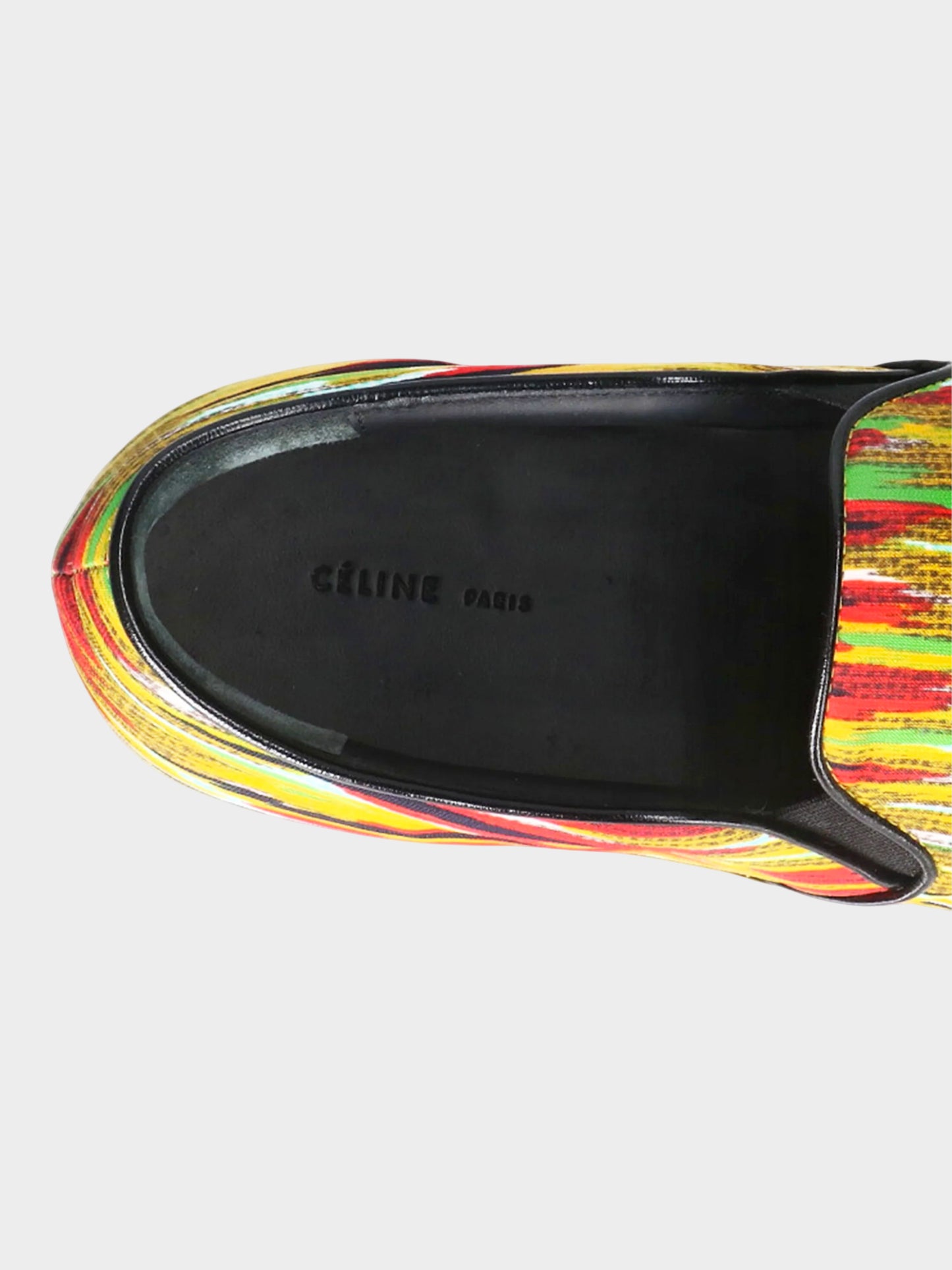 Céline by Phoebe Philo Early 2010s Multicolor Stripe Print Slip-Ons