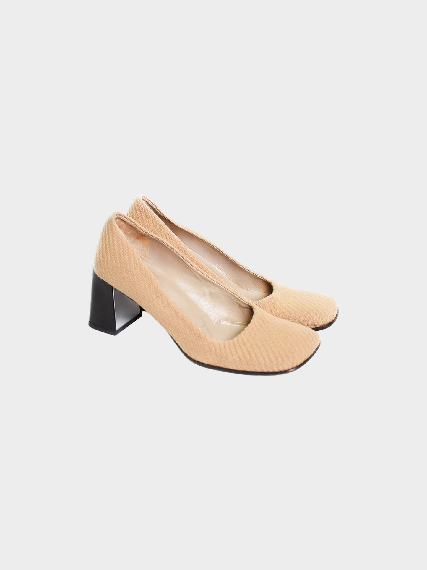 Prada FW 1999 Beige Wool Mirror Heels