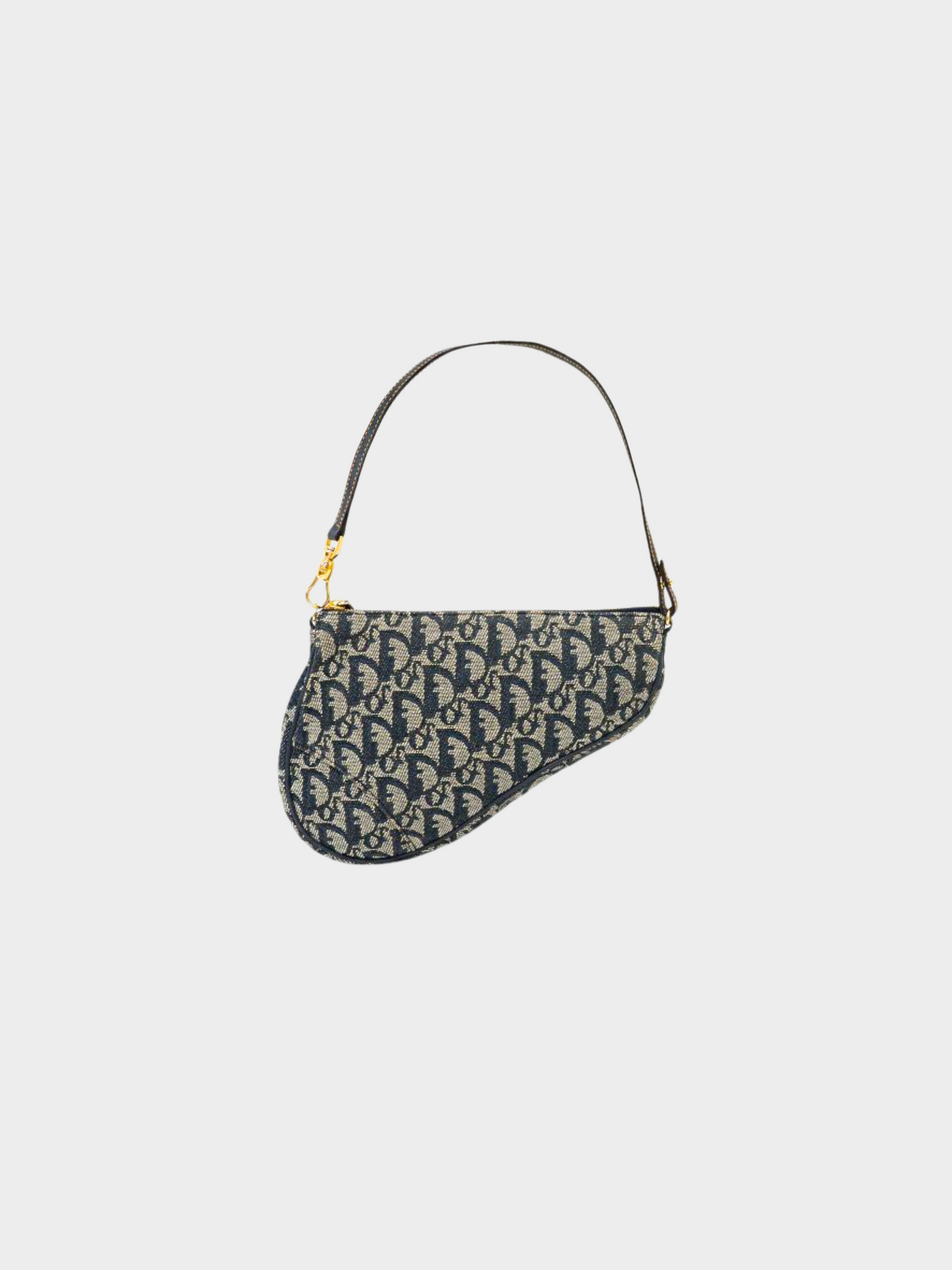 Christian Dior 2000s Navy Trotter Canvas Saddle Bag