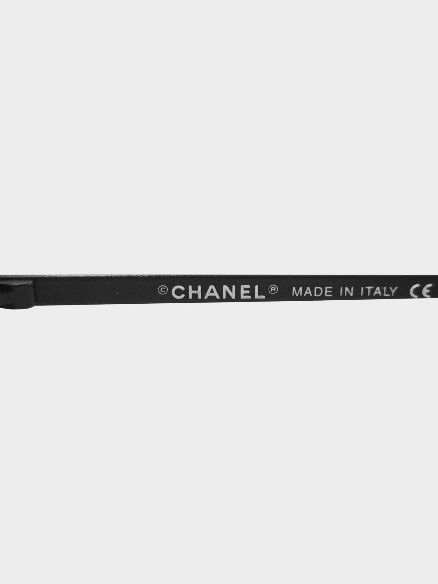 Chanel 2000s Brown Rimless CC and Rhinestones Sunglasses