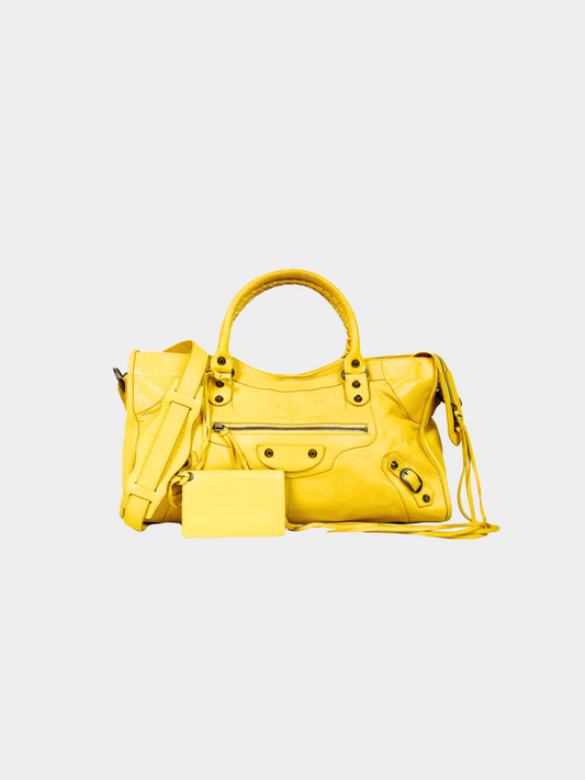 Balenciaga 2011 Yellow Part Time Mimosa Leather Tassel Shoulder Bag