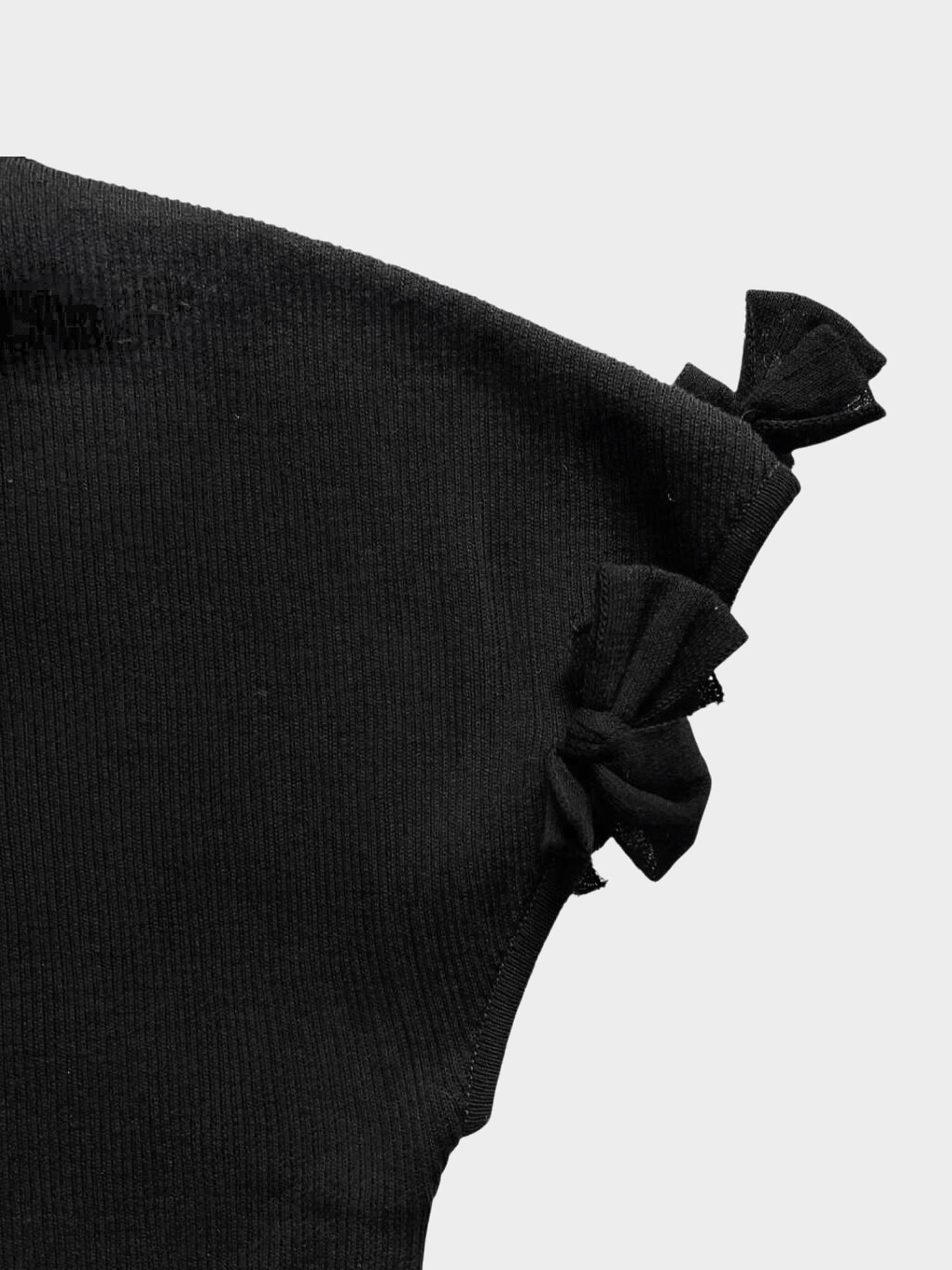Chanel SS 2009 Black Ribbon Short Sleeve Knit Top