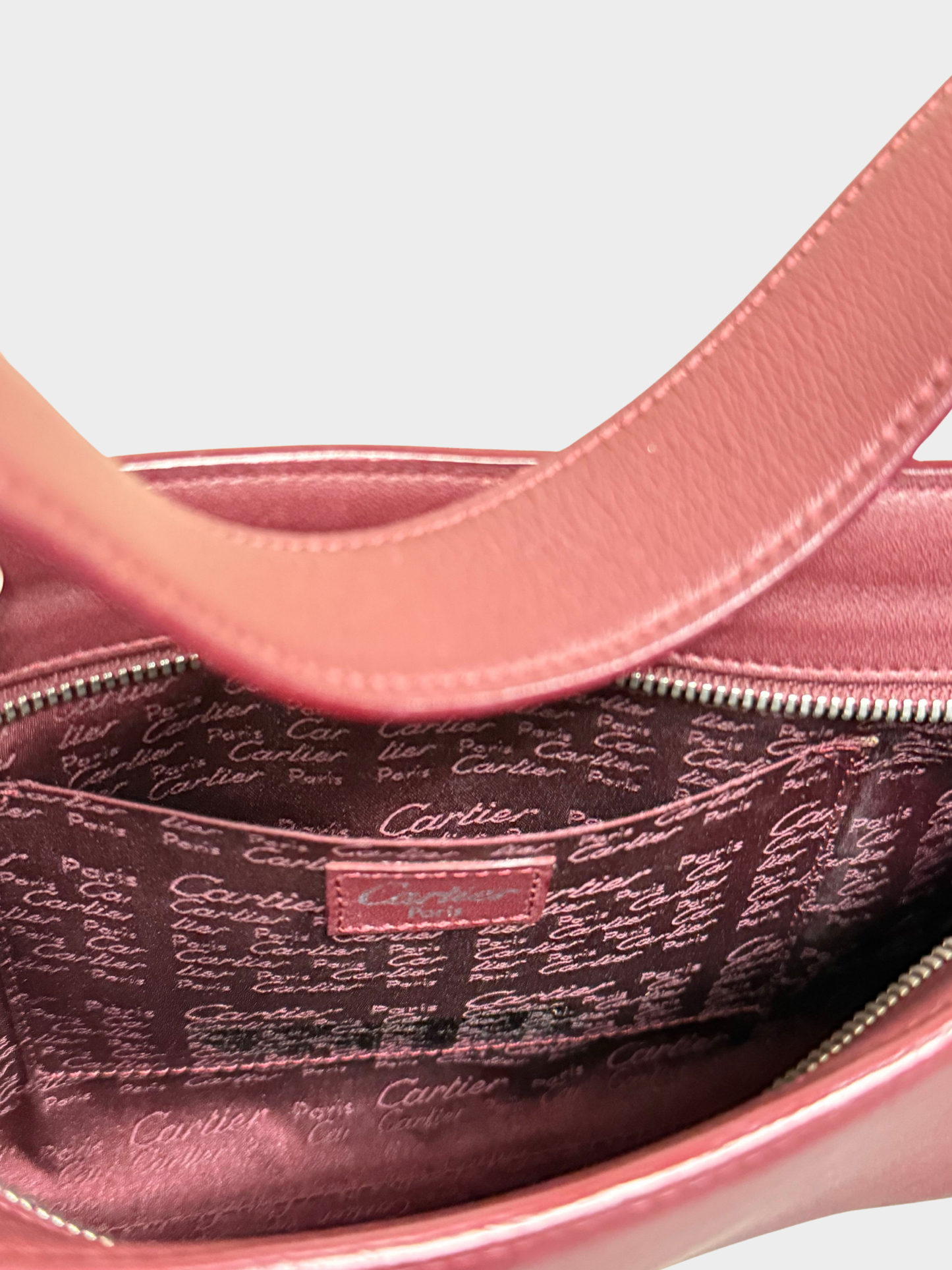 Cartier 2000s Bordeaux Calfskin Cabochon Shoulder Bag