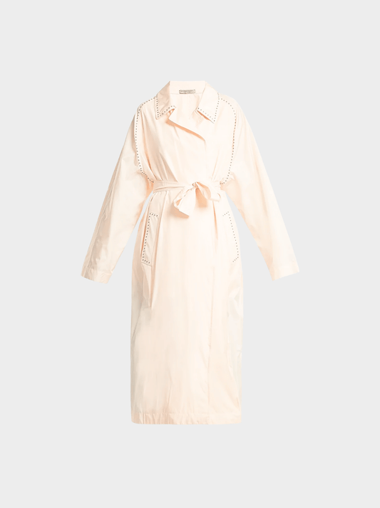Bottega Veneta SS 2018 Runway Studded Light Peachy-Pink Silk Robe Duster Coat