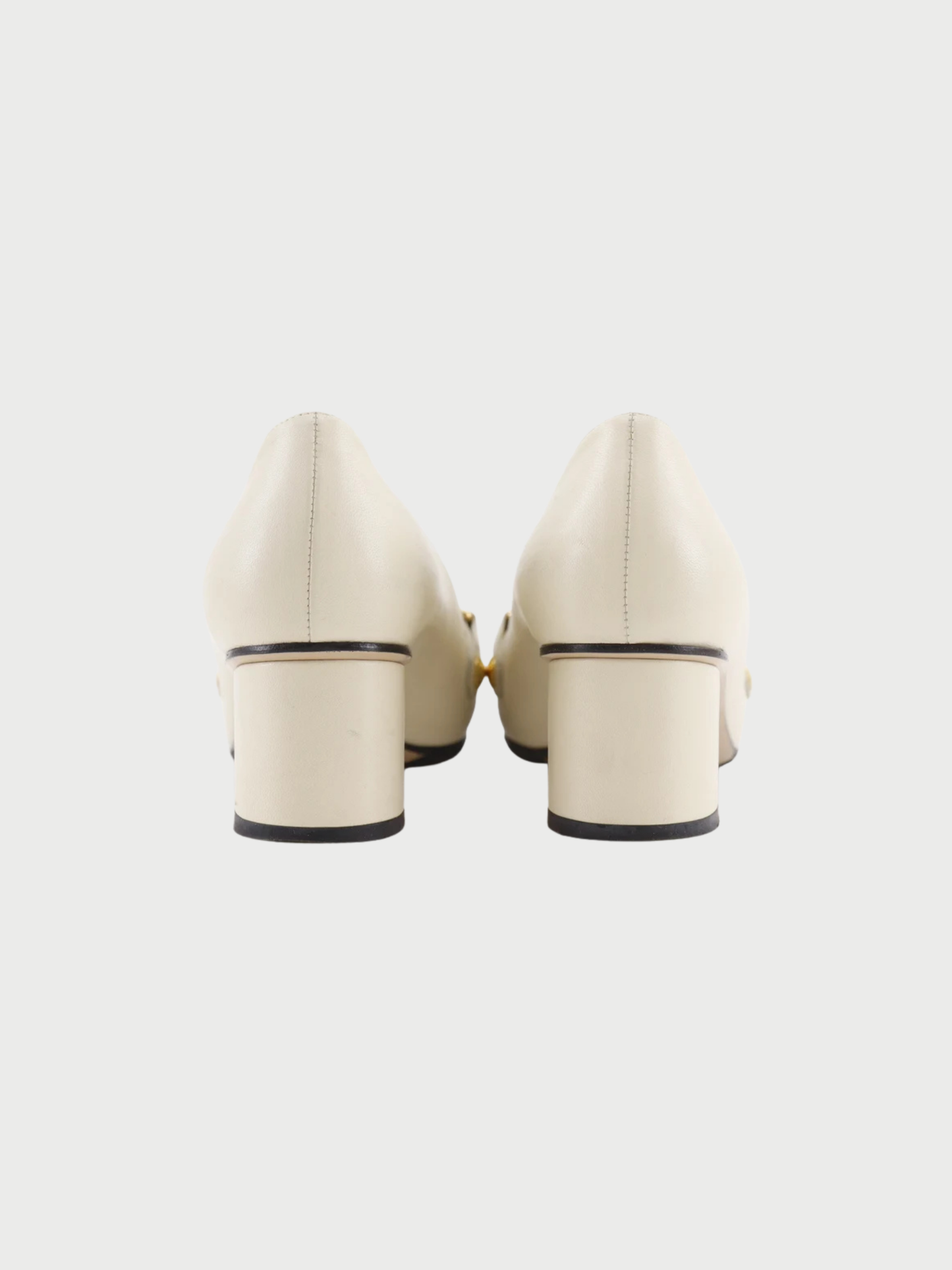 Gucci 2010s Ivory Leather Sylvie Chain Pumps