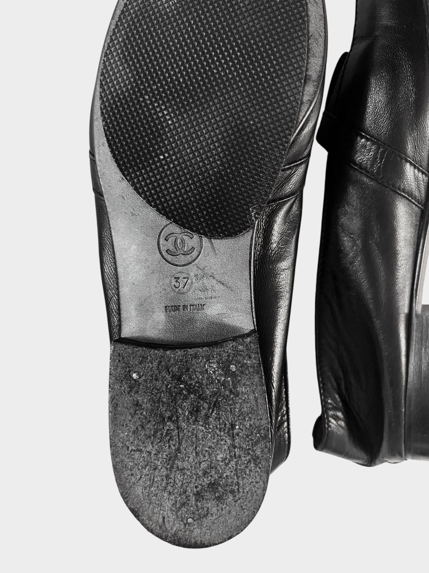 Chanel SS 1996 Black Lambskin Leather Loafers