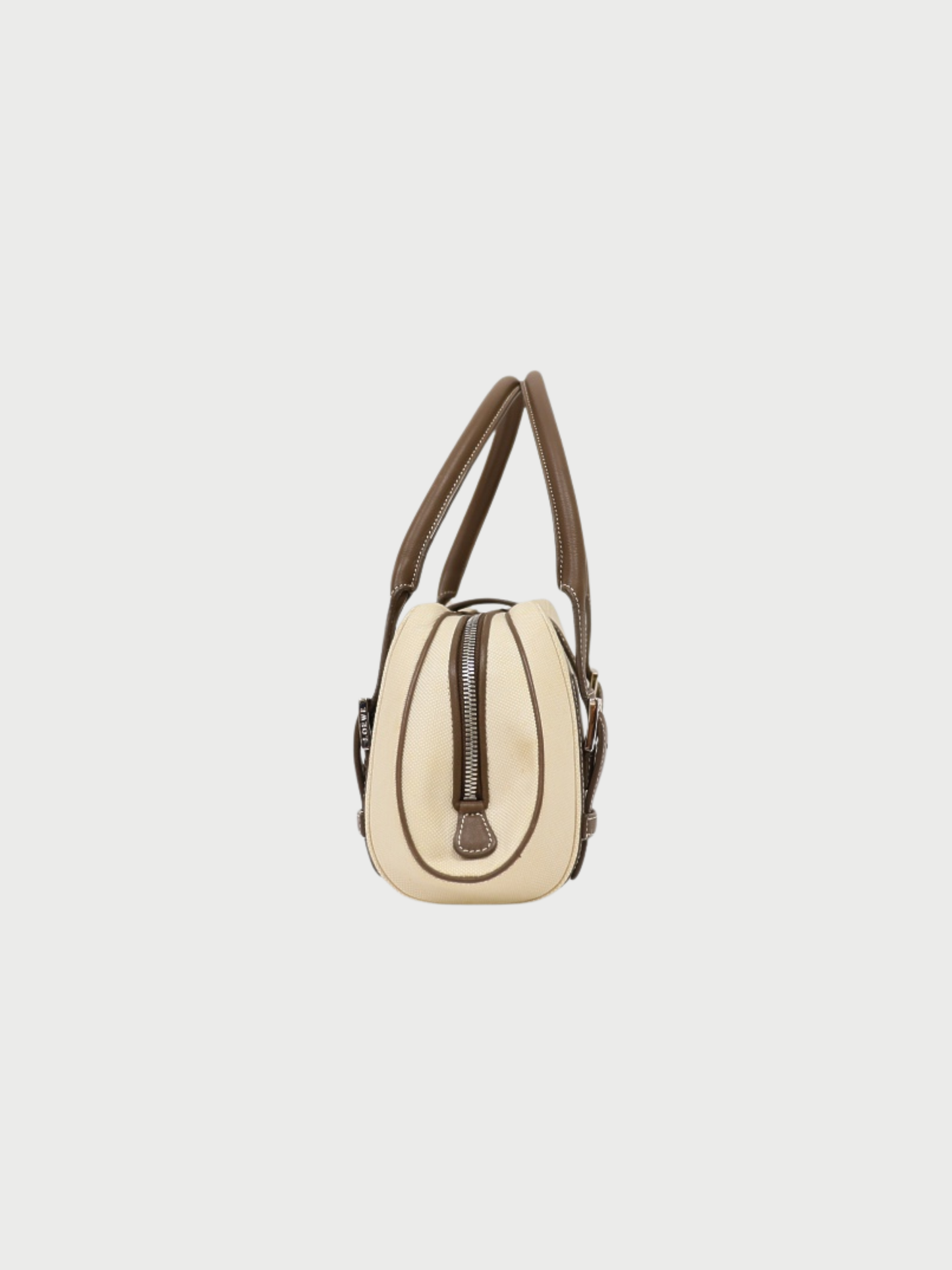 Loewe 2000s White Gray Canvas Leather Senda Bag