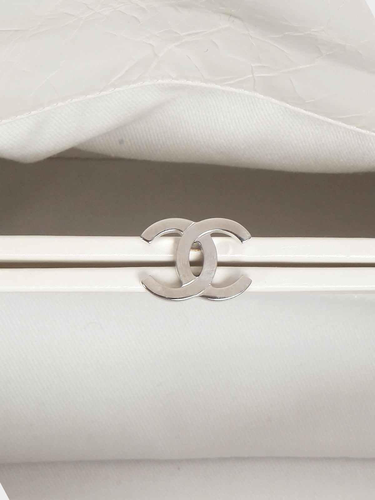 Chanel by Karl Lagerfeld 2011 White Patent Leather Quilted Shoulder Bag