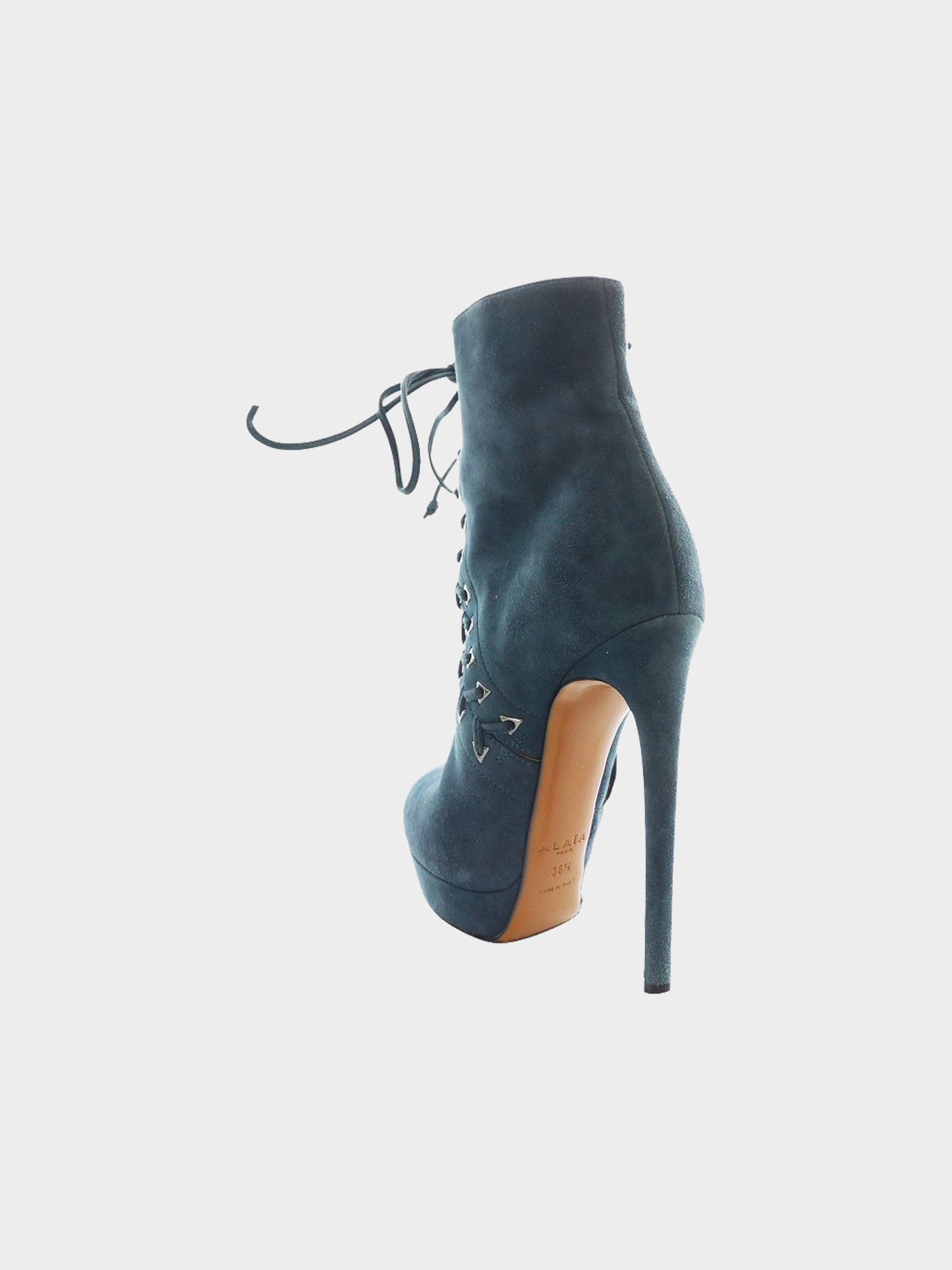 Azzedine Alaïa 2010s Navy Suede Lace-up Platform Stiletto Boots