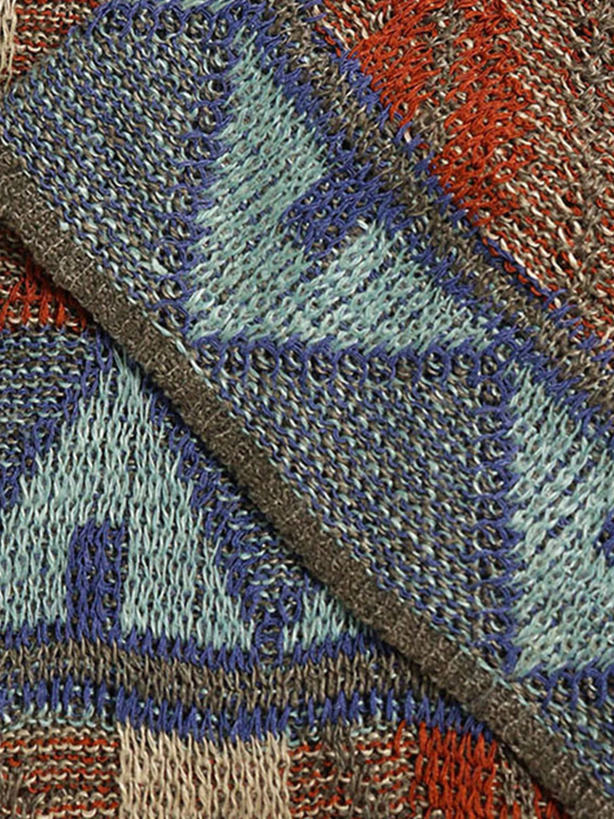 Issey Miyake 1970s Brown Orange Blue Dress