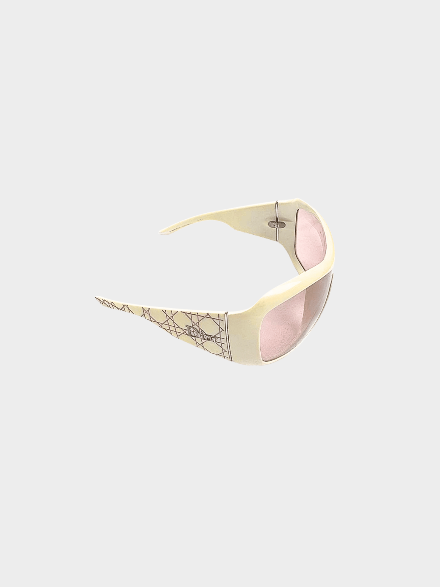 Christian Dior 2000s Cream Cannage Logo Rectangle Sunglasses